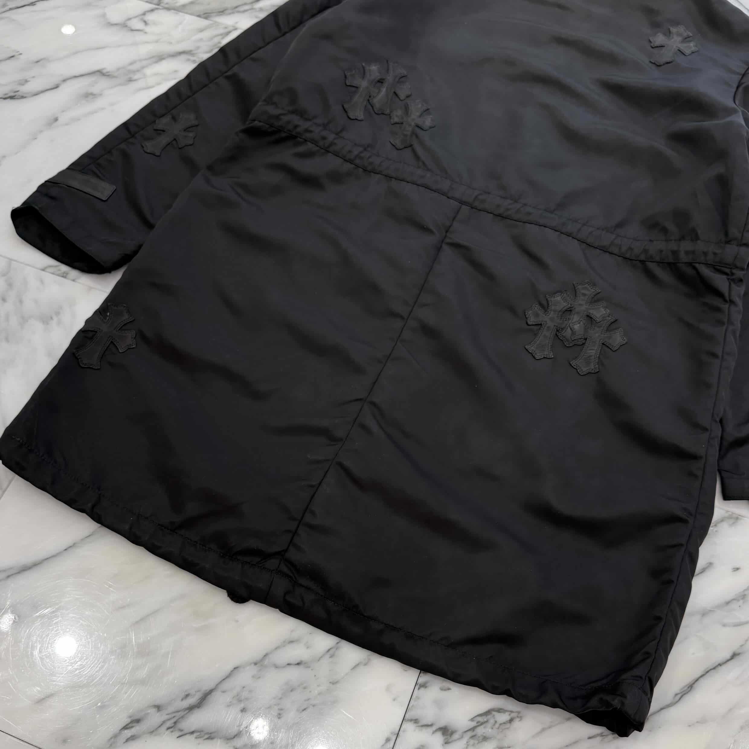 CHROME HEARTS Y NOT PUDDLES Cemetery Cross Leather Patch Zip Up Nylon Hooded Coat Size S クロムハーツ ワイノット パドルズ セメタリークロス レザーパッチ ジップアップ ナイロン フーデッド コート サイズS