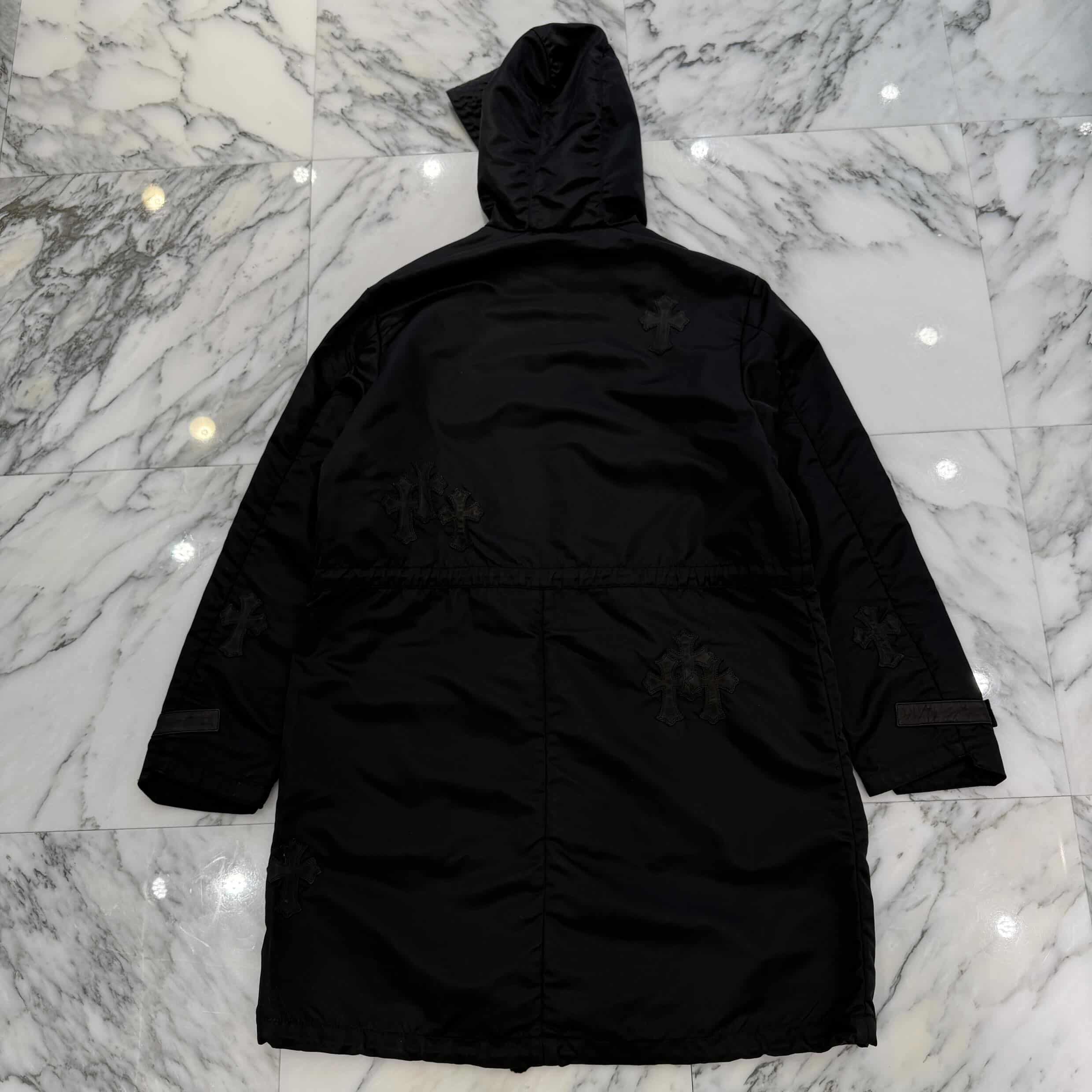 CHROME HEARTS Y NOT PUDDLES Cemetery Cross Leather Patch Zip Up Nylon Hooded Coat Size S クロムハーツ ワイノット パドルズ セメタリークロス レザーパッチ ジップアップ ナイロン フーデッド コート サイズS