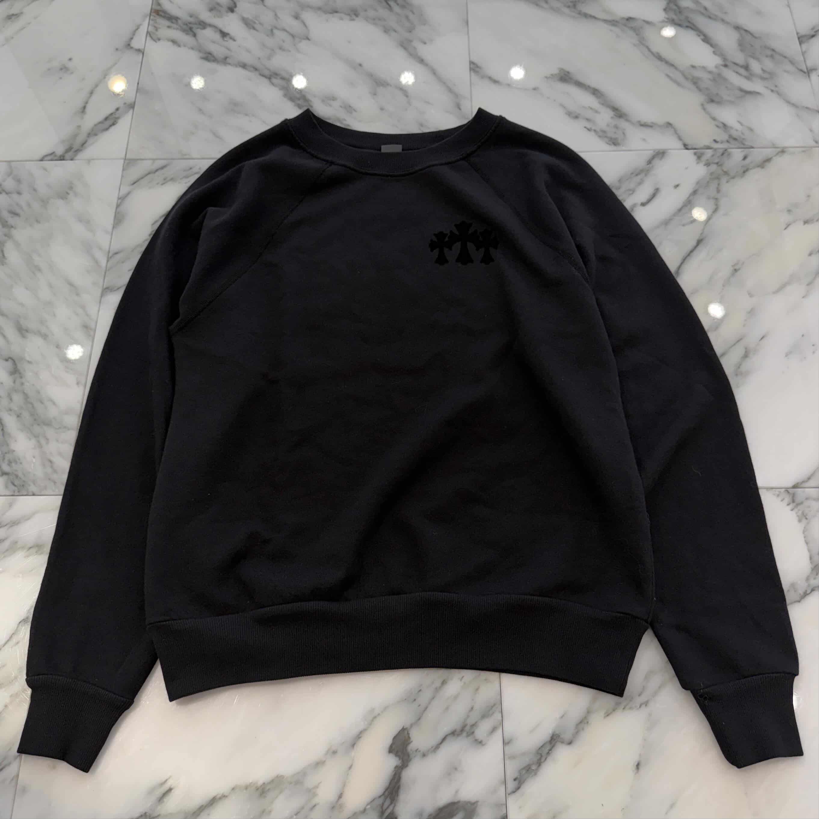 CHROME HEARTS Y NOT Cemetery Cross Flock Patch Sweat Shirt Size S クロムハーツ ワイノット セメタリークロス フロッキーパッチ スウェットシャツ サイズS