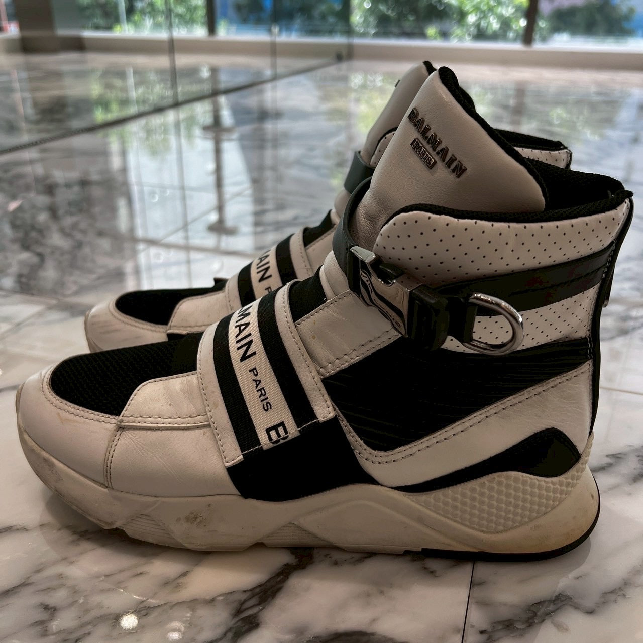 BALMAIN EXTON Logo Tape High Cut Sneakers Size 45U バルマン