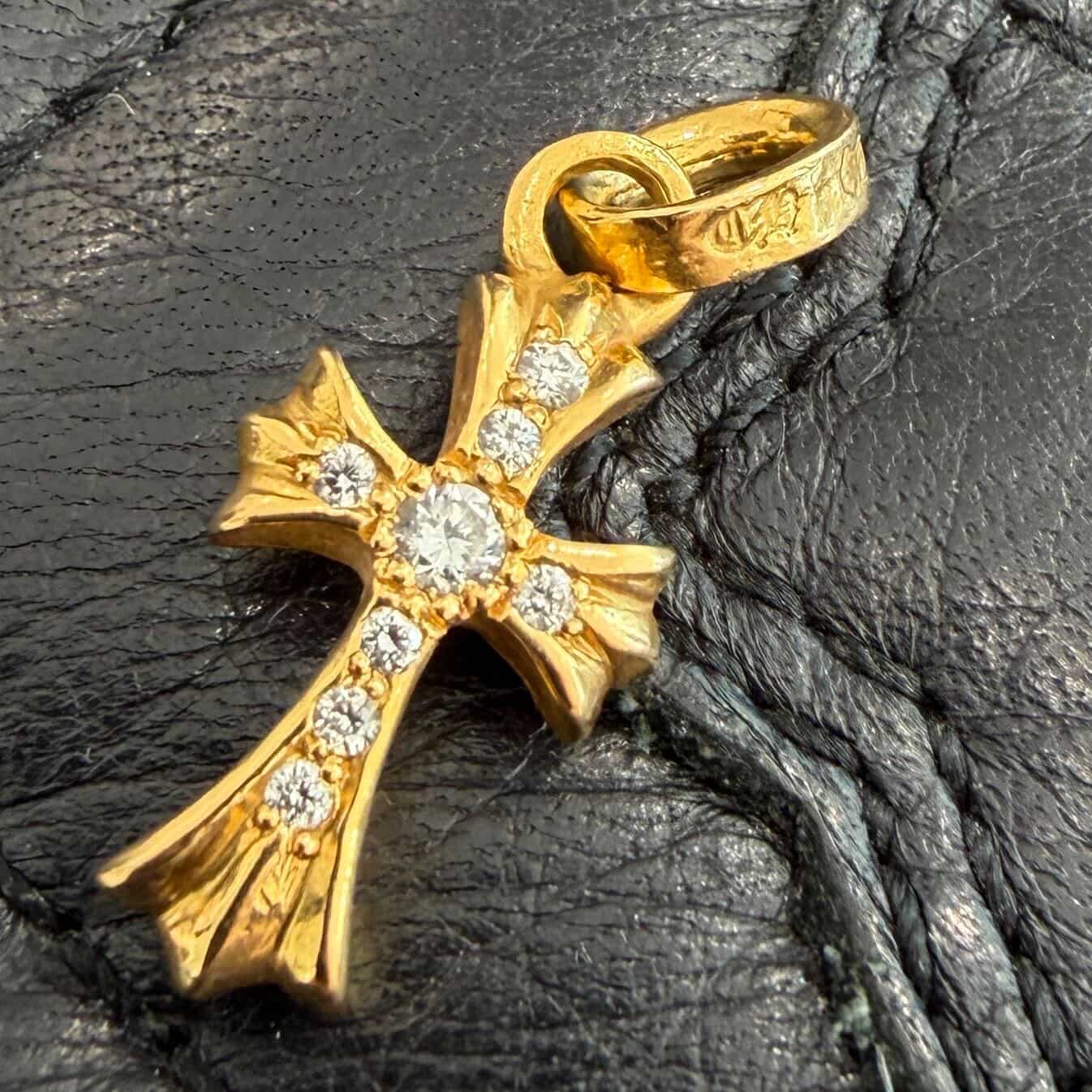 CHROME HEARTS 22K Baby Fat Cross Pave Diamond Pendant Top クロムハーツ 22K ベビーファット クロス パヴェダイヤモンド ペンダントトップ