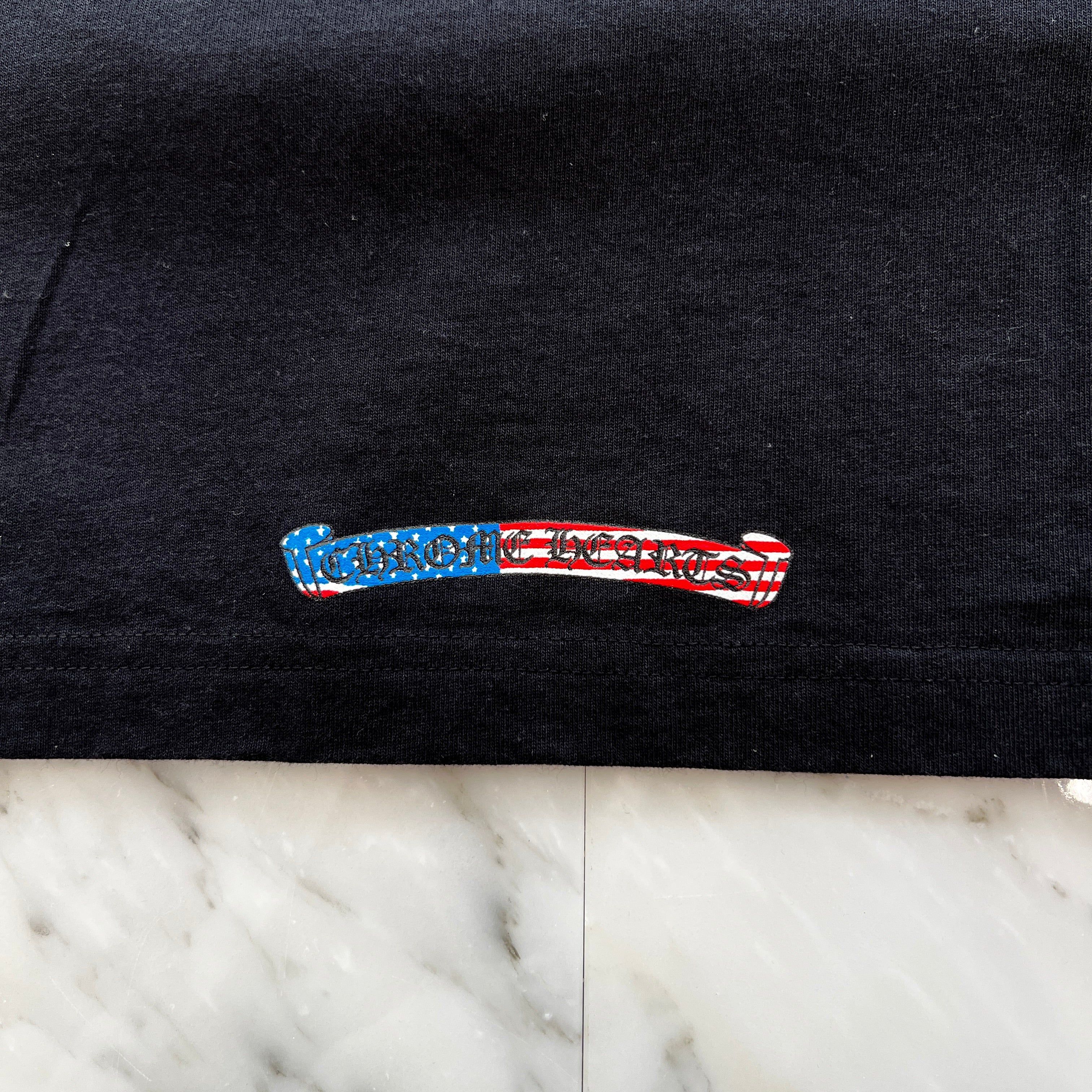CHROME HEARTS American Flag Back Scroll Logo Label Long Sleeve Tee Size XL クロムハーツ アメリカンフラッグ バックスクロール ロゴラベル ロングスリーブ Tシャツ サイズXL