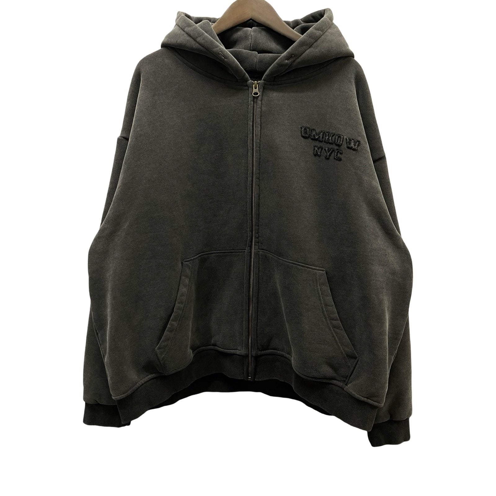 UMKOW 2024AW Enzyme Washed Cotton Jersey Zip Up Hoodie