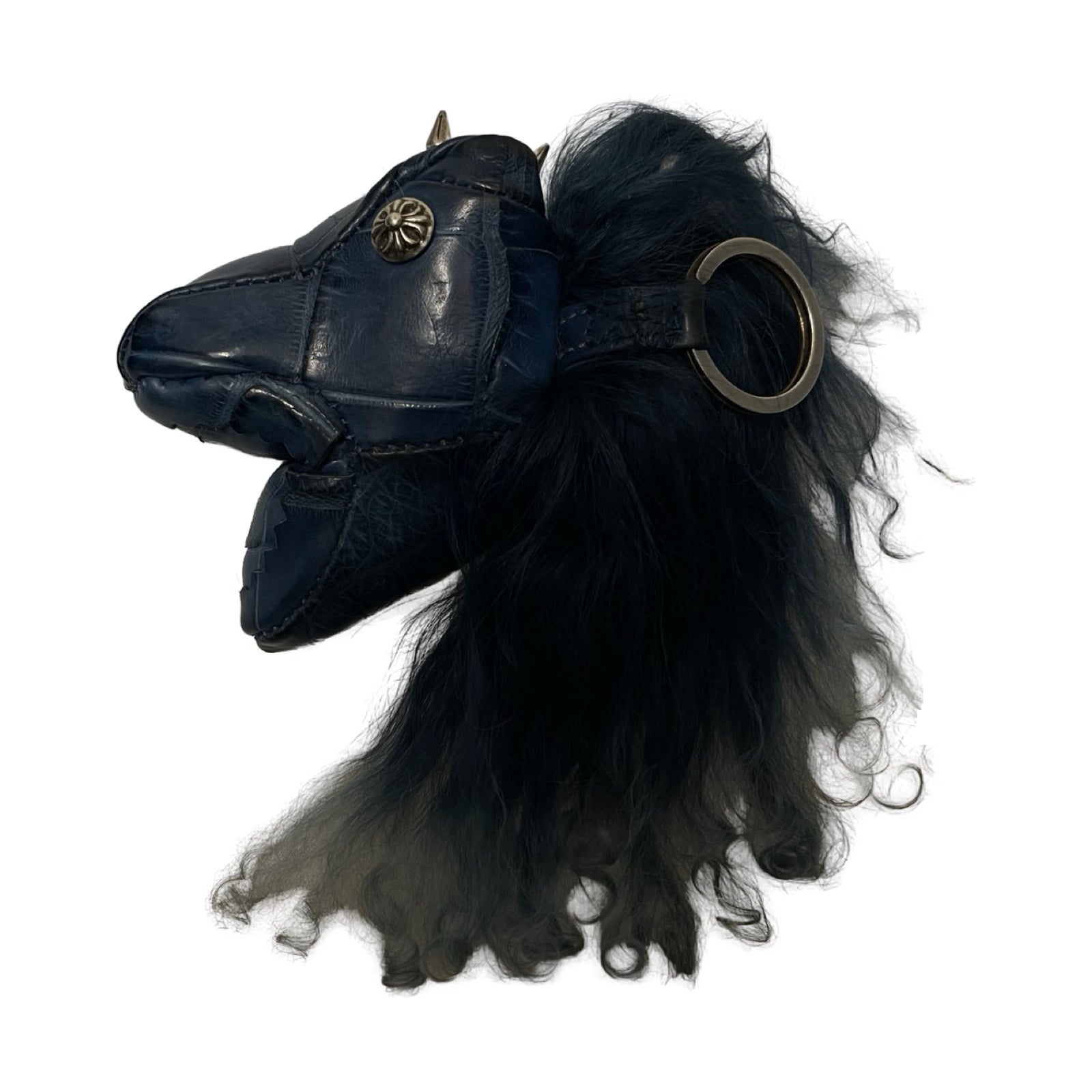 CHROME HEARTS Dinosaur Alligator Leather Cross Ball Key Ring