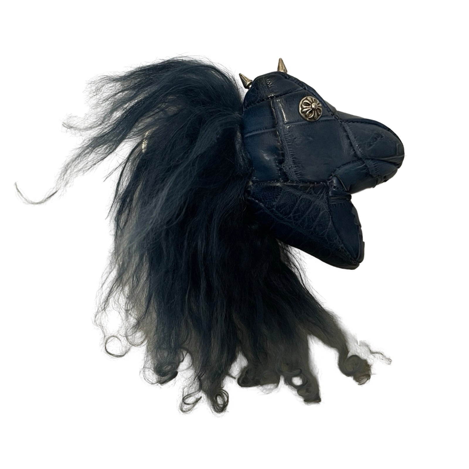 CHROME HEARTS Dinosaur Alligator Leather Cross Ball Key Ring