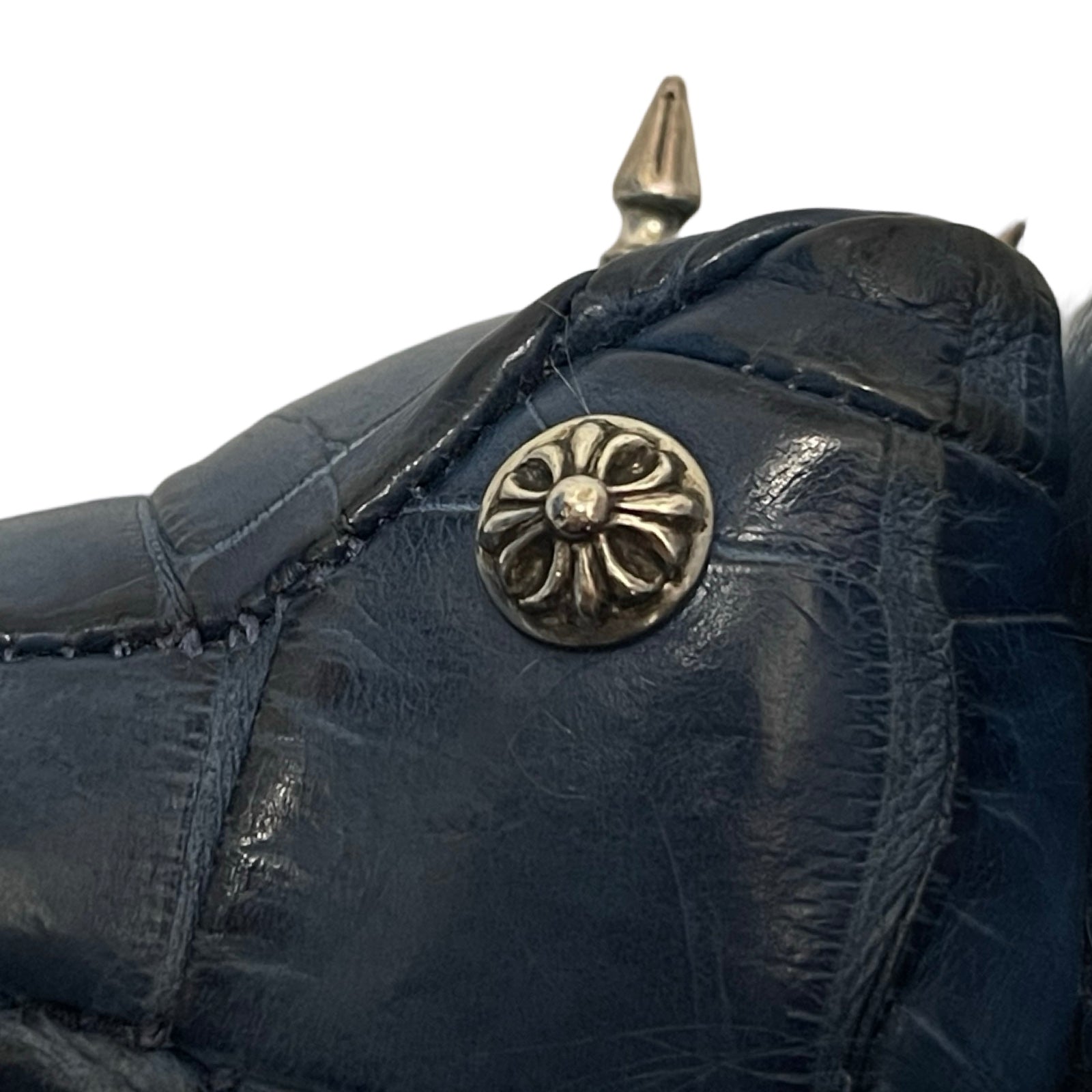 CHROME HEARTS Dinosaur Alligator Leather Cross Ball Key Ring