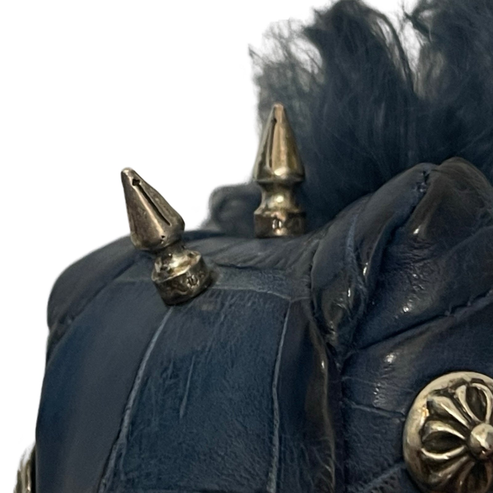 CHROME HEARTS Dinosaur Alligator Leather Cross Ball Key Ring