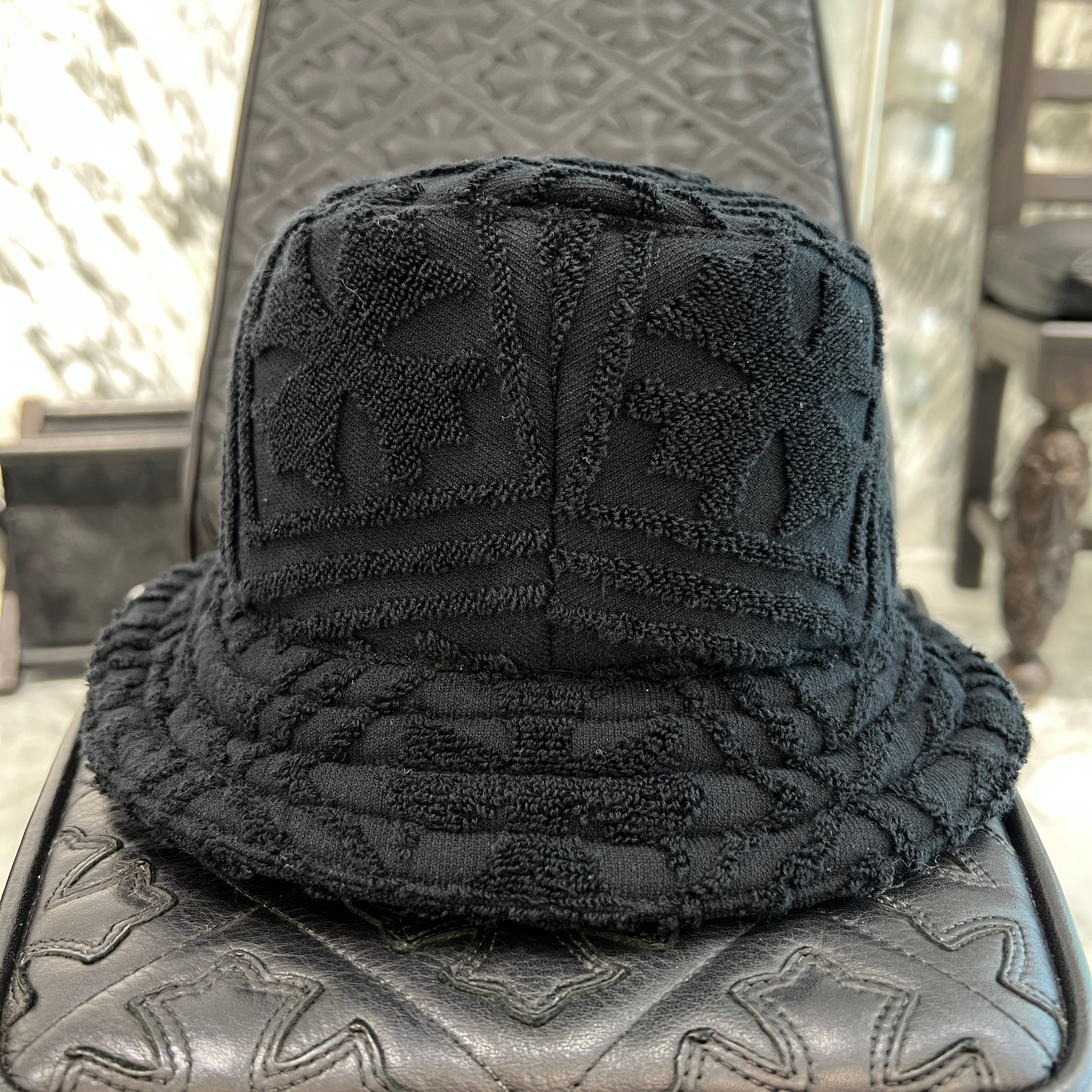 CHROME HEARTS 1 Cross Leather Patch Cotton Bucket Hat Size S（56cm）クロムハーツ 1クロス レザーパッチ コットン バケットハット サイズL（56cm）