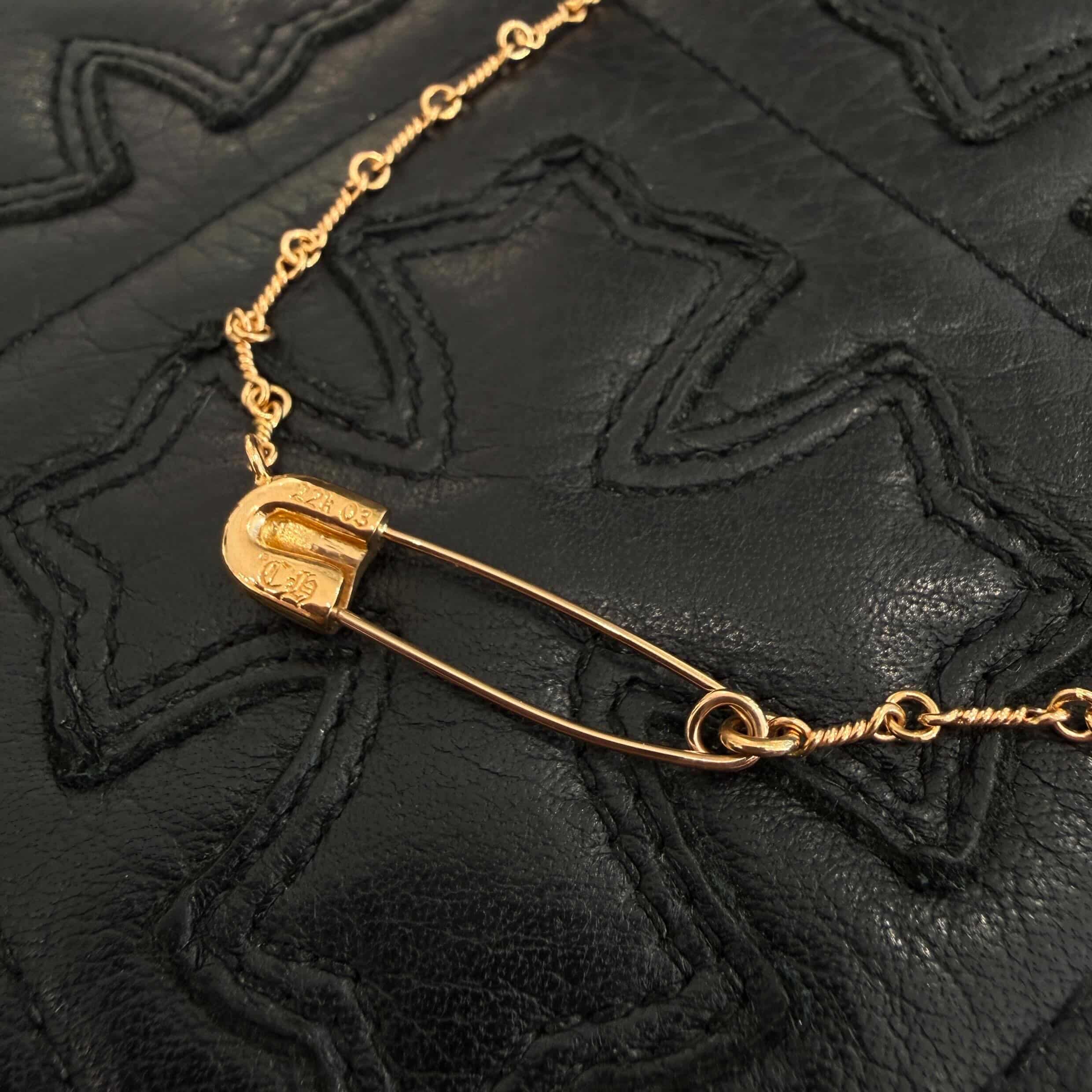 CHROME HEARTS 22K Safety Pin 1 Diamond Twist Chain Necklace Size 20 Inch クロムハーツ 22K セーフティピン 1ダイヤモンド ツイストチェーン ネックレス 20インチ
