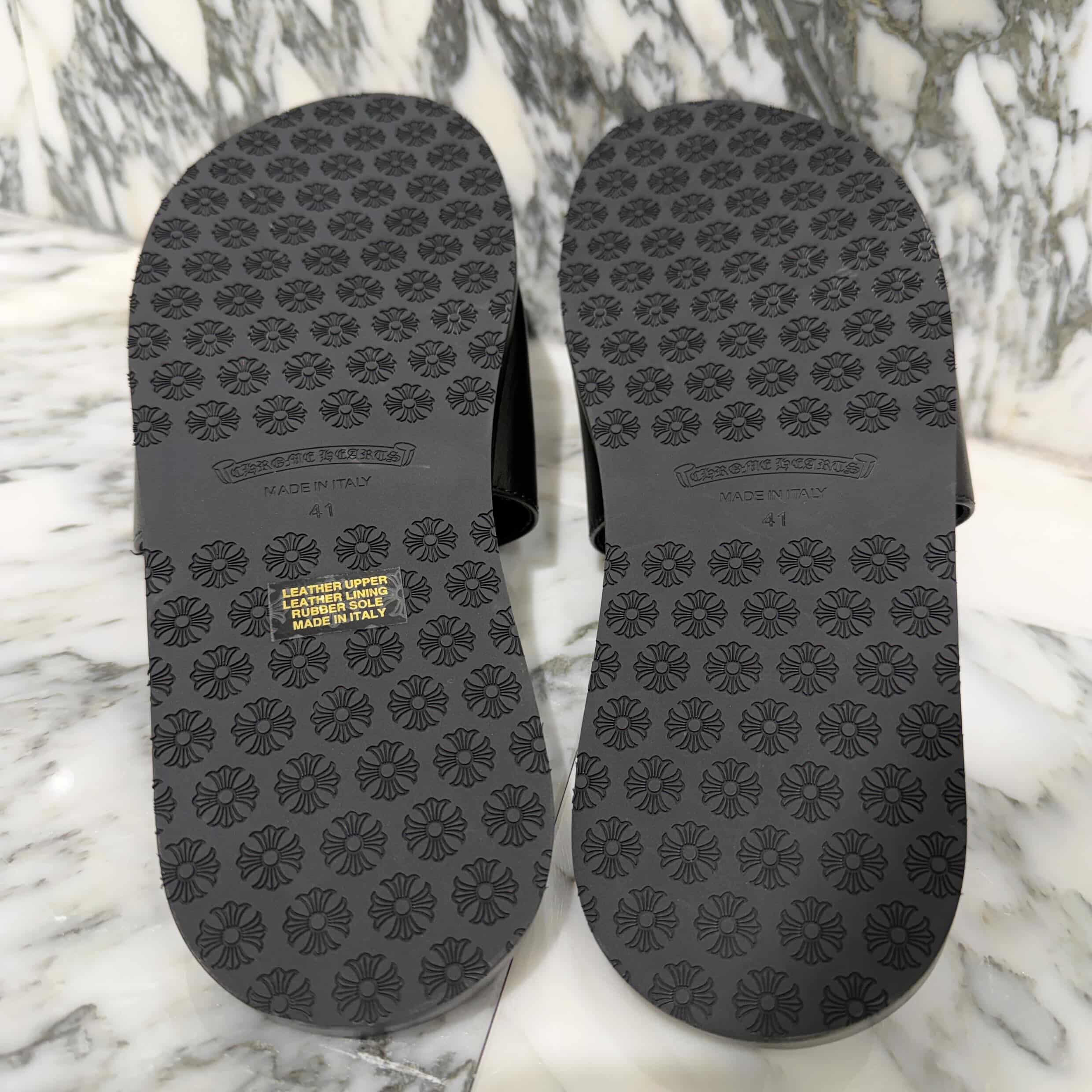 CHROME HEARTS Leather Cross Patch Sandals Size 41 クロムハーツ レザークロスパッチ サンダル サイズ41