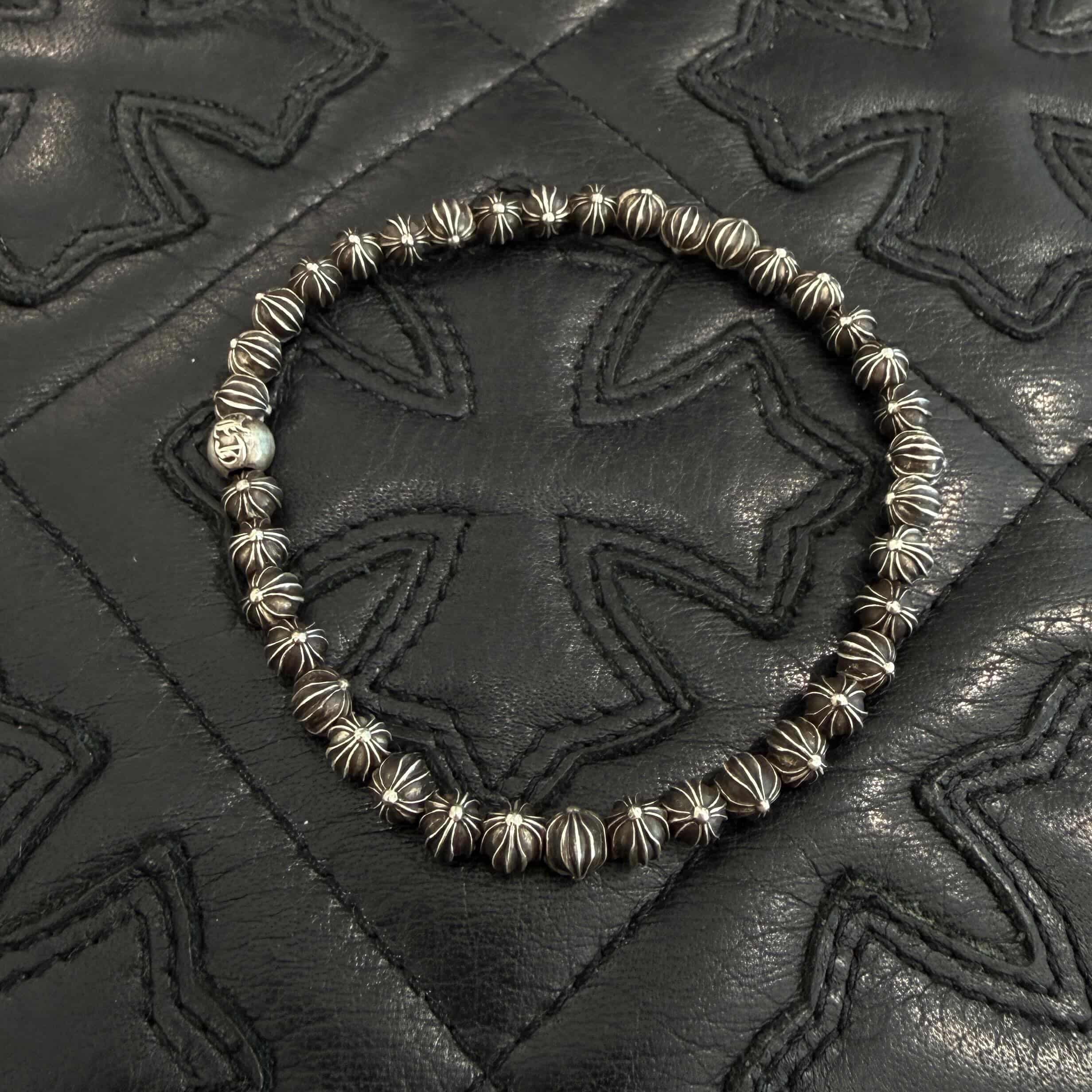 CHROME HEARTS CH Cross Ball Beads Bracelet 6mm クロムハーツ CHクロス ボール ビーズブレスレット 6mm
