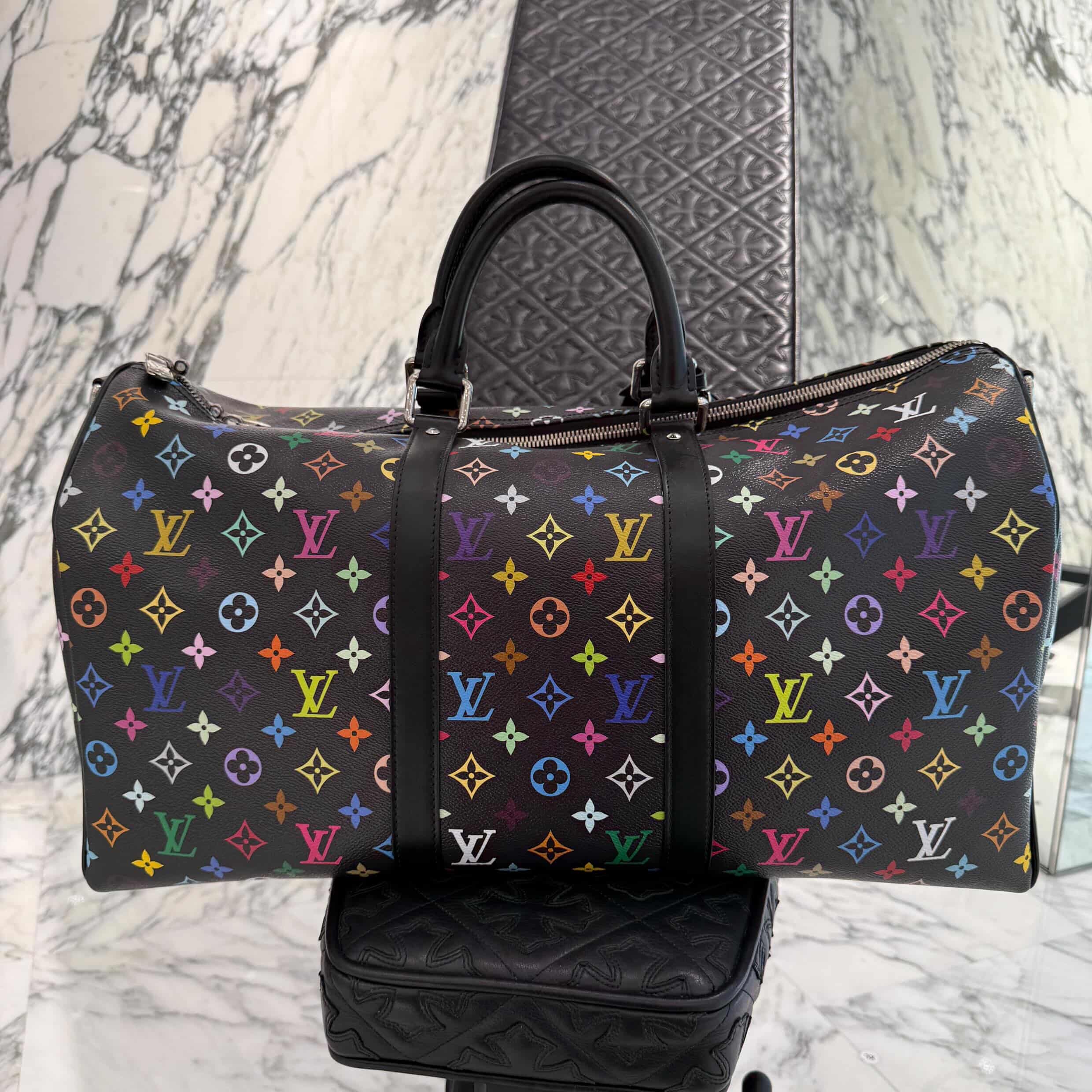 LOUIS VUITTON × Takashi Murakami 2025SS Multicolor Monogram Keepall Bandoulière 50 M13745 ルイヴィトン × 村上隆 マルチカラー モノグラム キーポル・バンドリエール 50