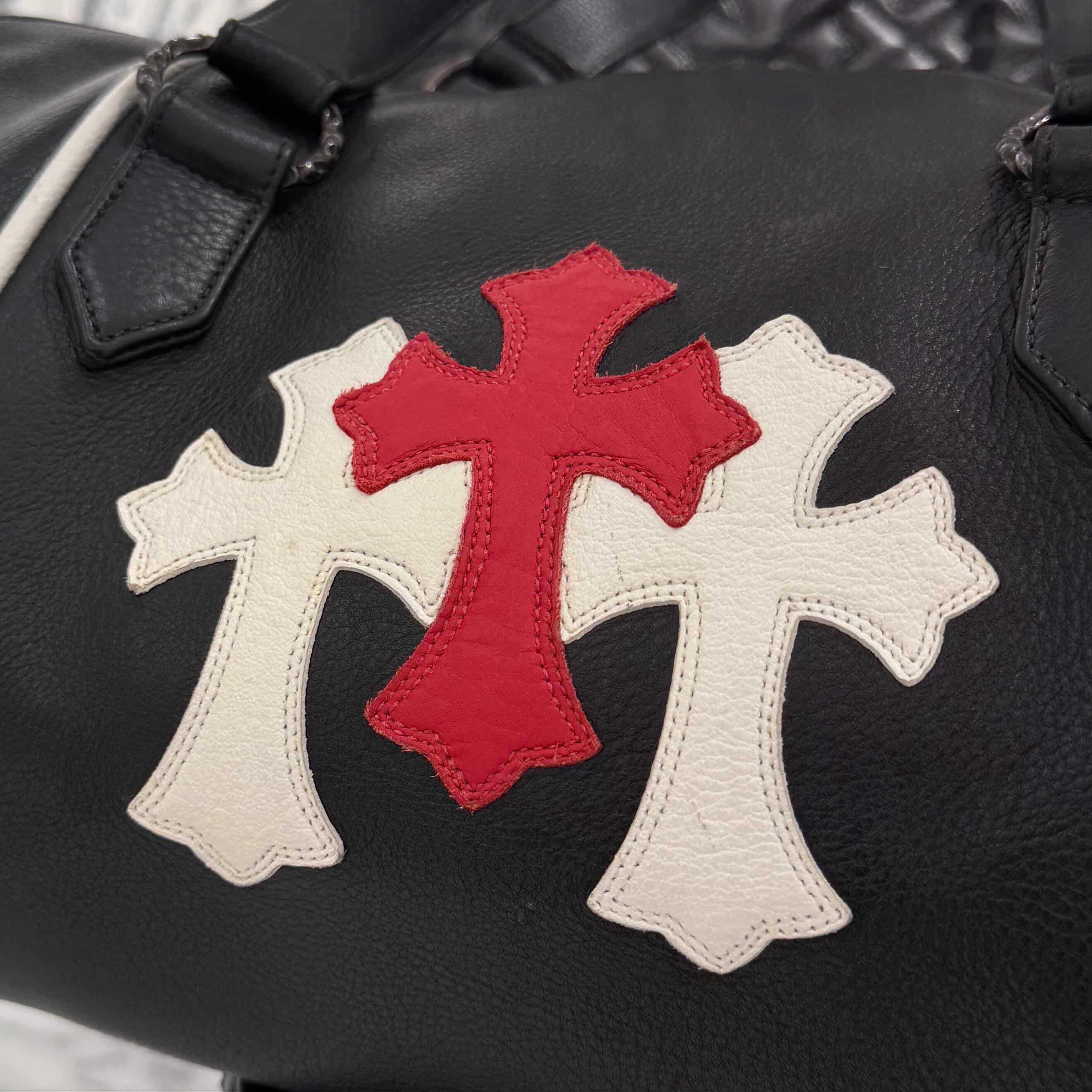 CHROME HEARTS Las Vegas Limited DOMINO Cemetery Cross Patch Duffle Leather Boston Bag クロムハーツ ラスベガス限定 ドミノ セメタリークロスパッチ ダッフル レザー ボストンバッグ