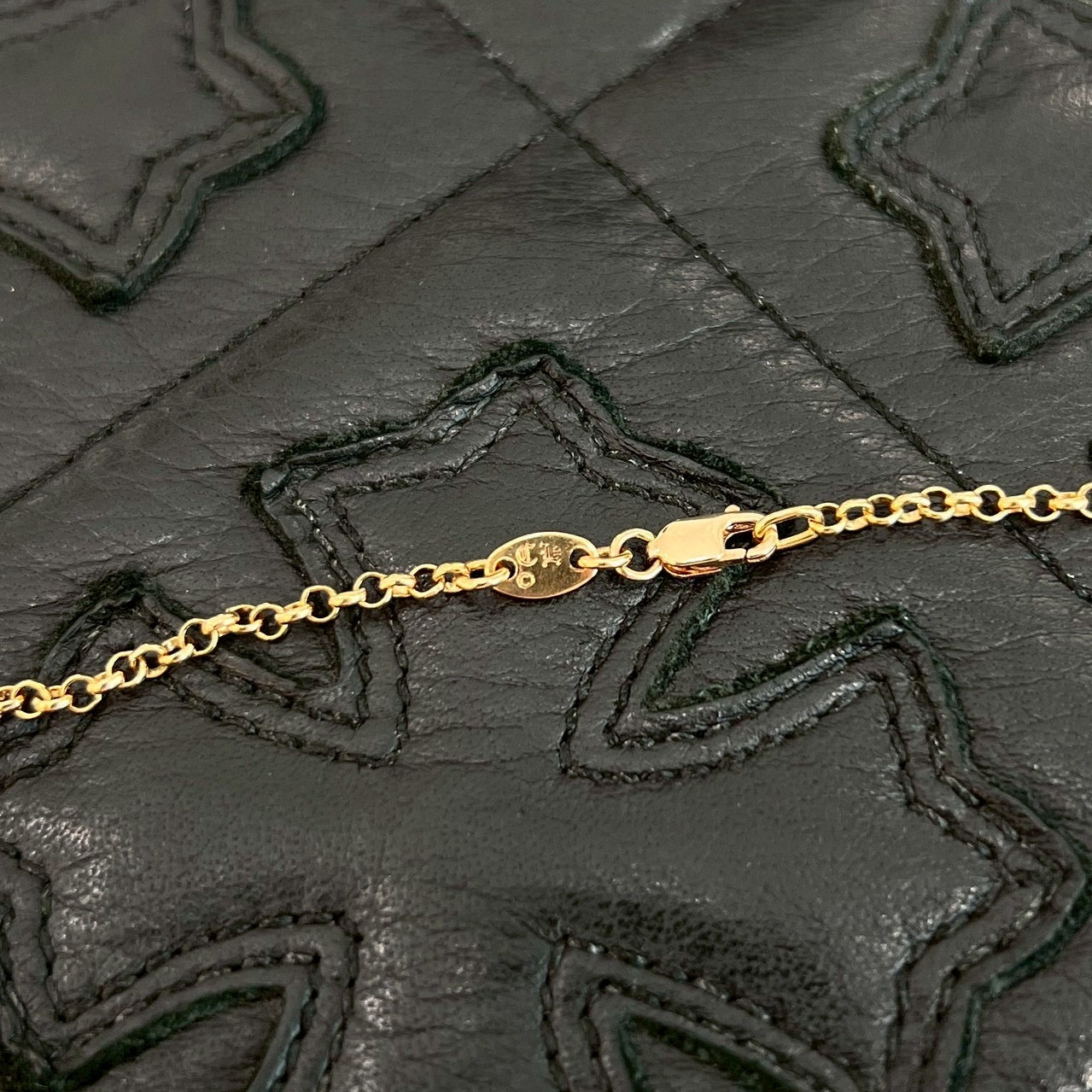 CHROME HEARTS 22K Safety Pin 1 Diamond Roll Chain Necklace Size 18 Inch クロムハーツ 22K セーフティピン 1ダイヤモンド ロールチェーン ネックレス 18インチ