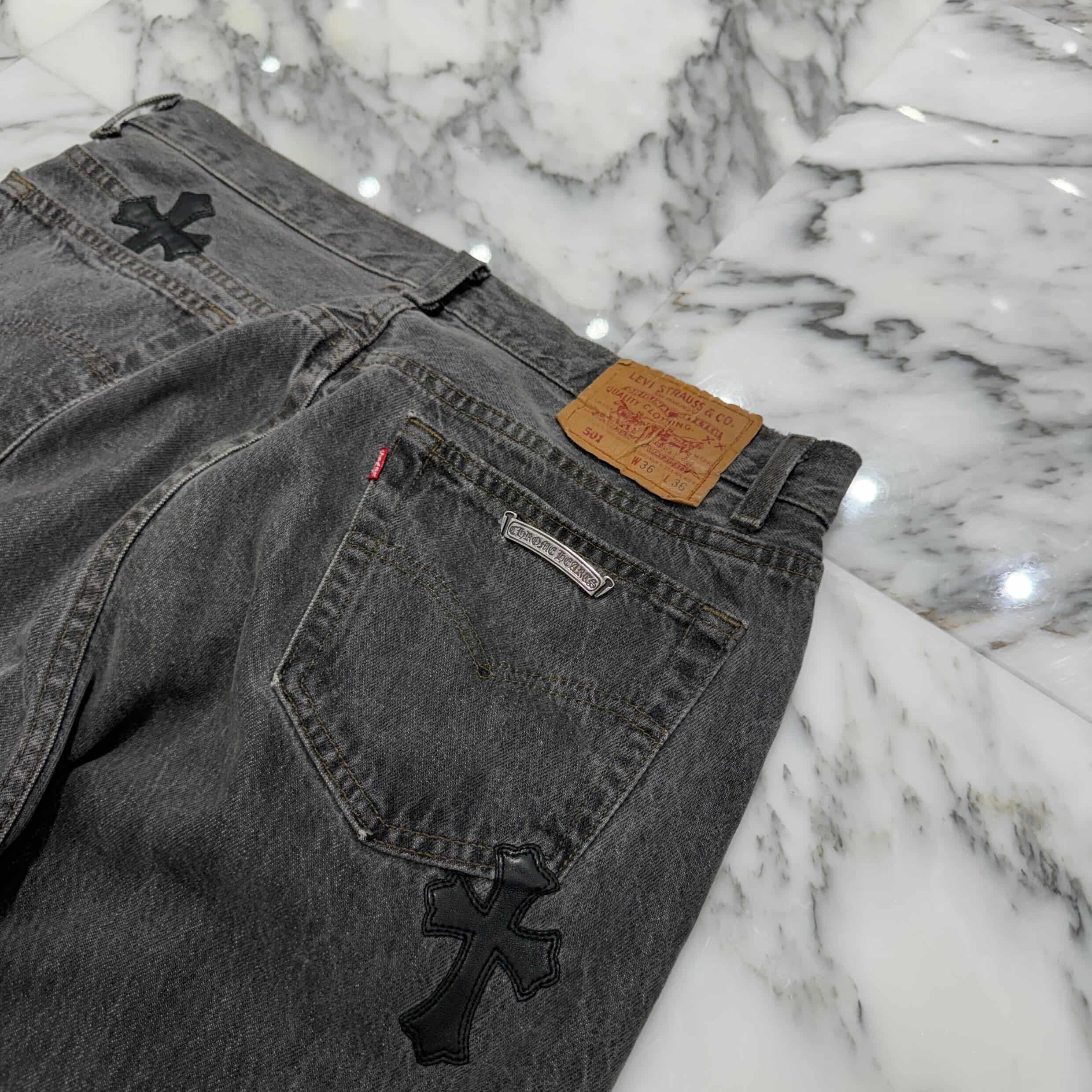 CHROME HEARTS × Levi's 501 VNTG Leather Cross Patch Jeans Size 33 クロムハーツ × リーバイス 501 ヴィンテージ レザークロスパッチ ジーンズ デニムパンツ サイズ33