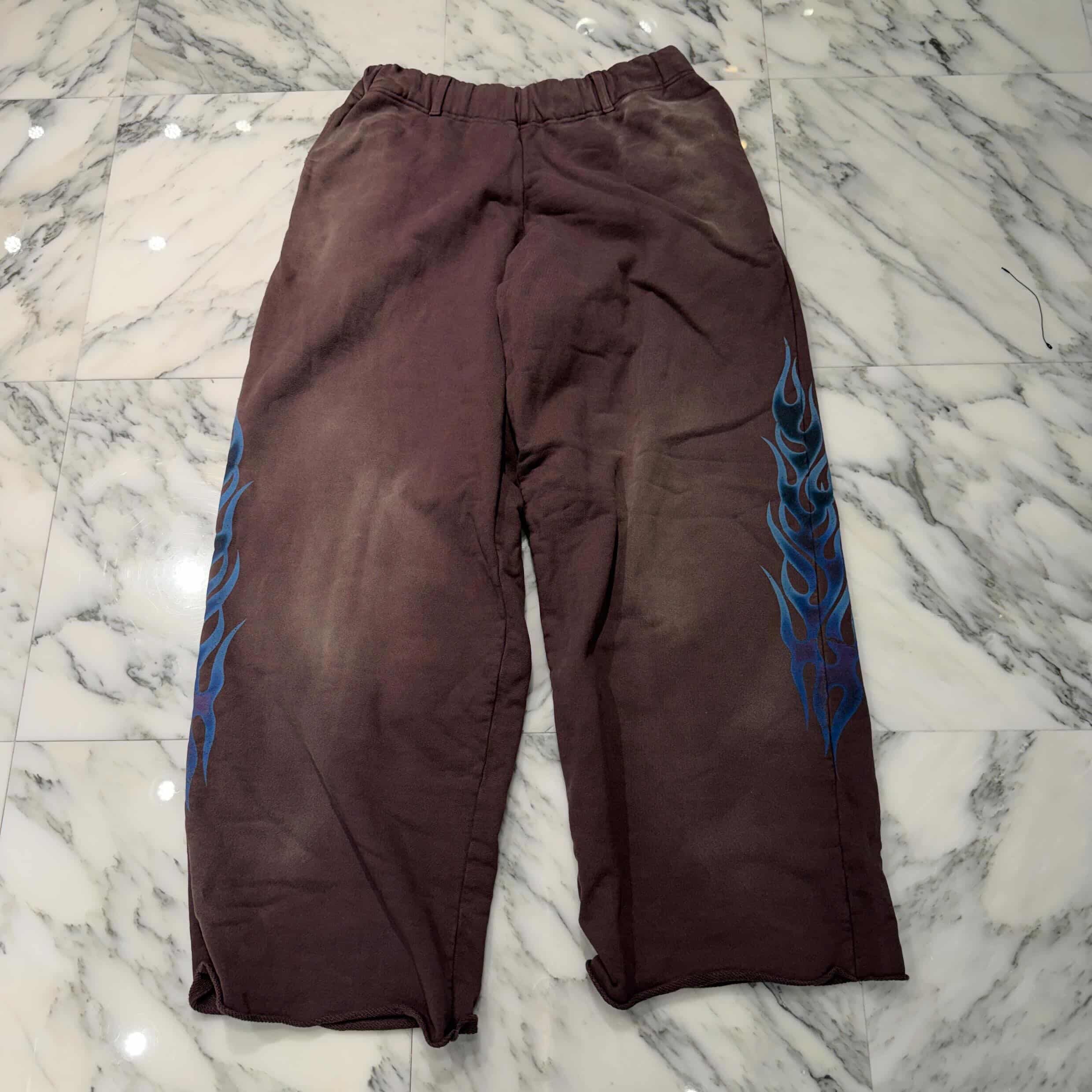 KAMIYA 2025SS "KMY FIRE" Distressed Sweat Pants G14PT076 Size L カミヤ "カミヤ ファイヤー" ダメージ加工 スウェット パンツ サイズL