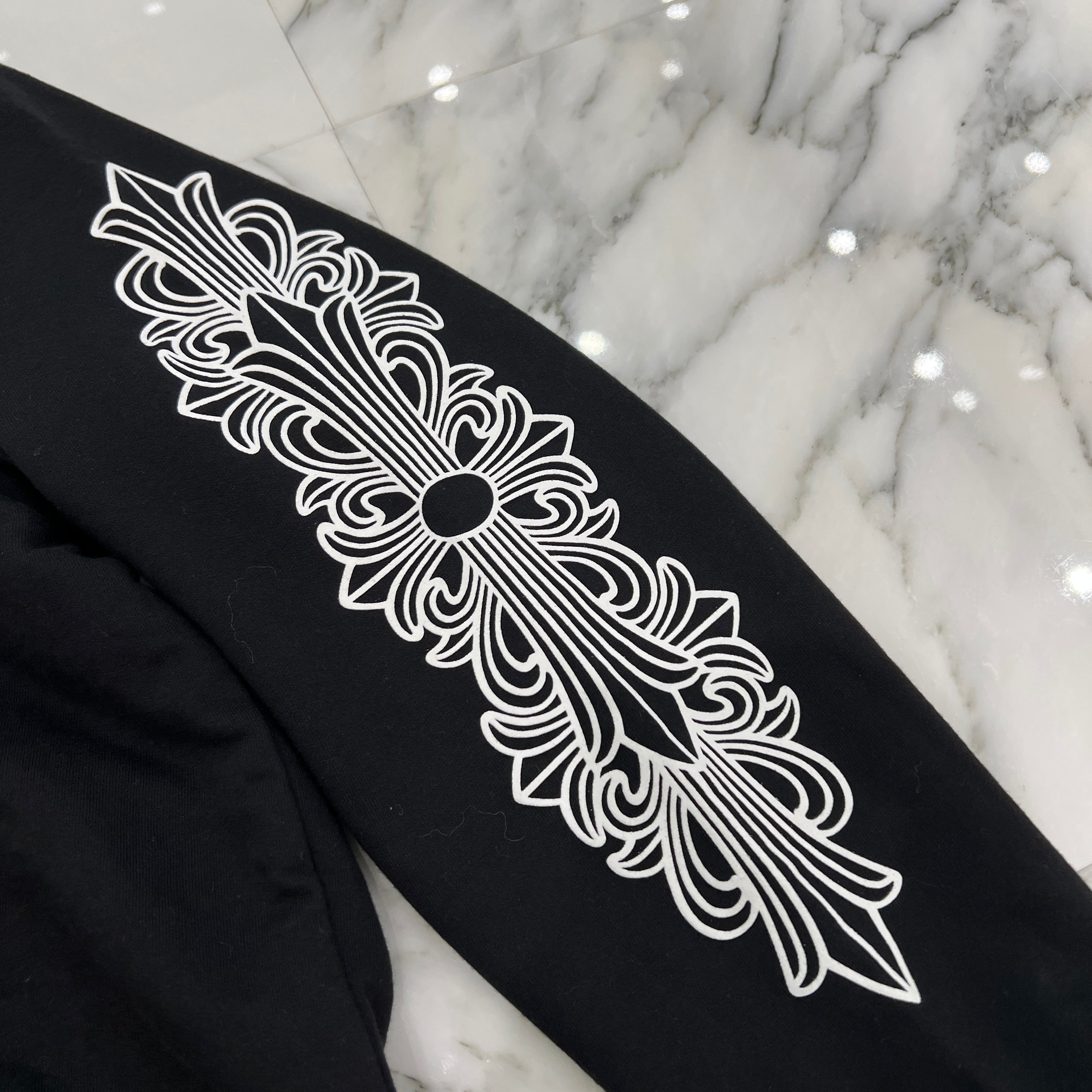 CHROME HEARTS Floral Cross Horseshoe Zip Up Hoodie Size L クロムハーツ フローラルクロス ホースシュー ジップアップフーディ サイズL