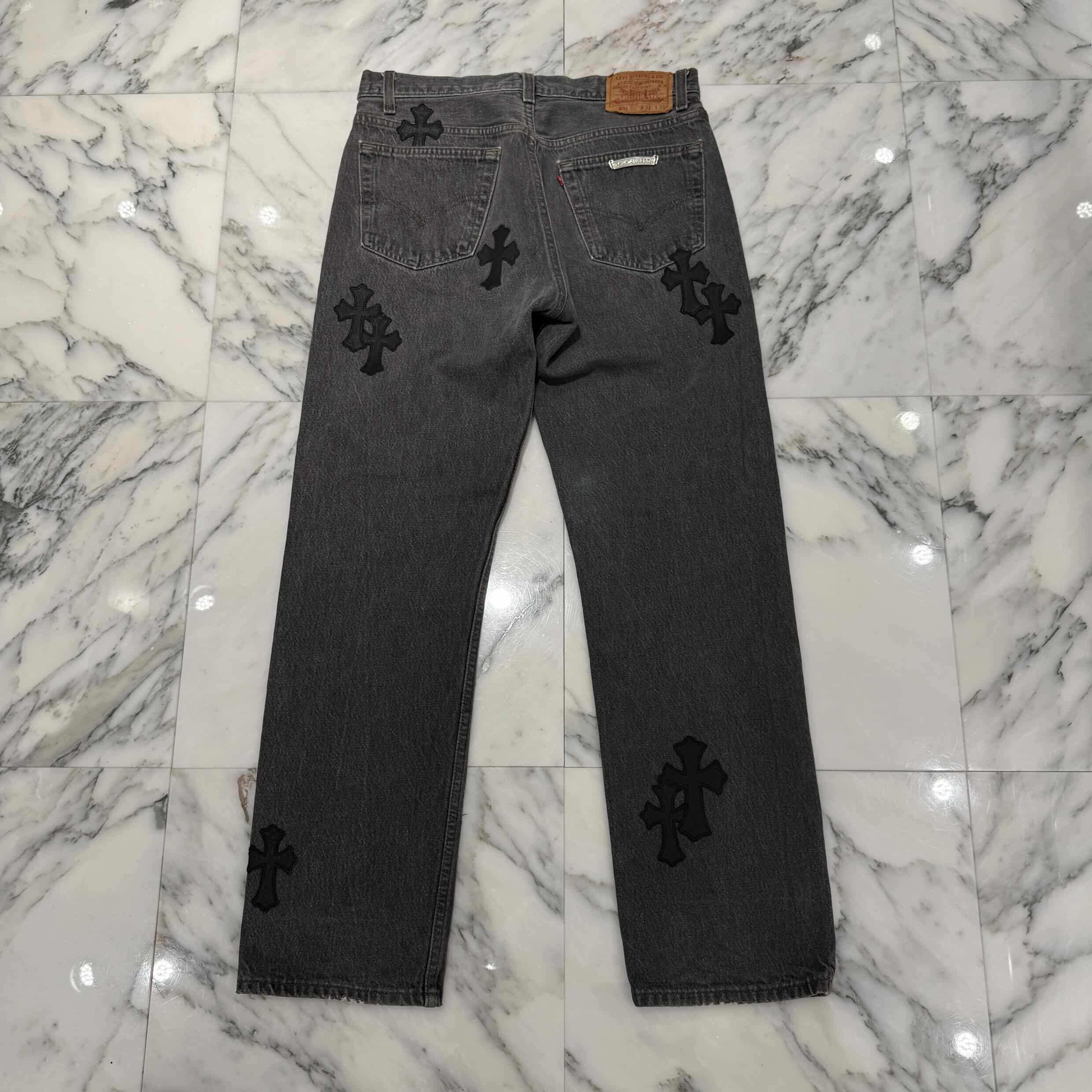 CHROME HEARTS × Levi's 501 VNTG Leather Cross Patch Jeans Size 32 クロムハーツ × リーバイス 501 ヴィンテージ レザークロスパッチ ジーンズ デニムパンツ サイズ32