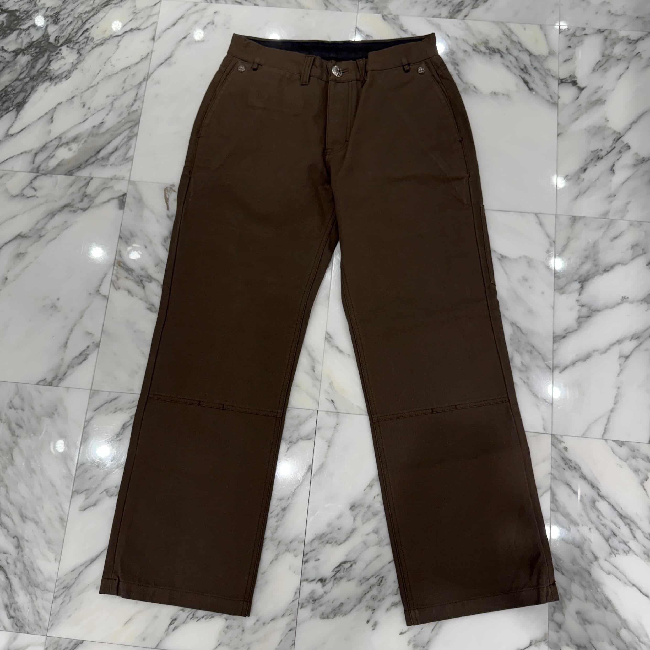 CHROME HEARTS Cemetery Cross Leather Patch Cotton Cargo Pants Size 32 クロムハーツ セメタリー クロス レザー パッチ コットン カーゴ パンツ ブラウン サイズ32