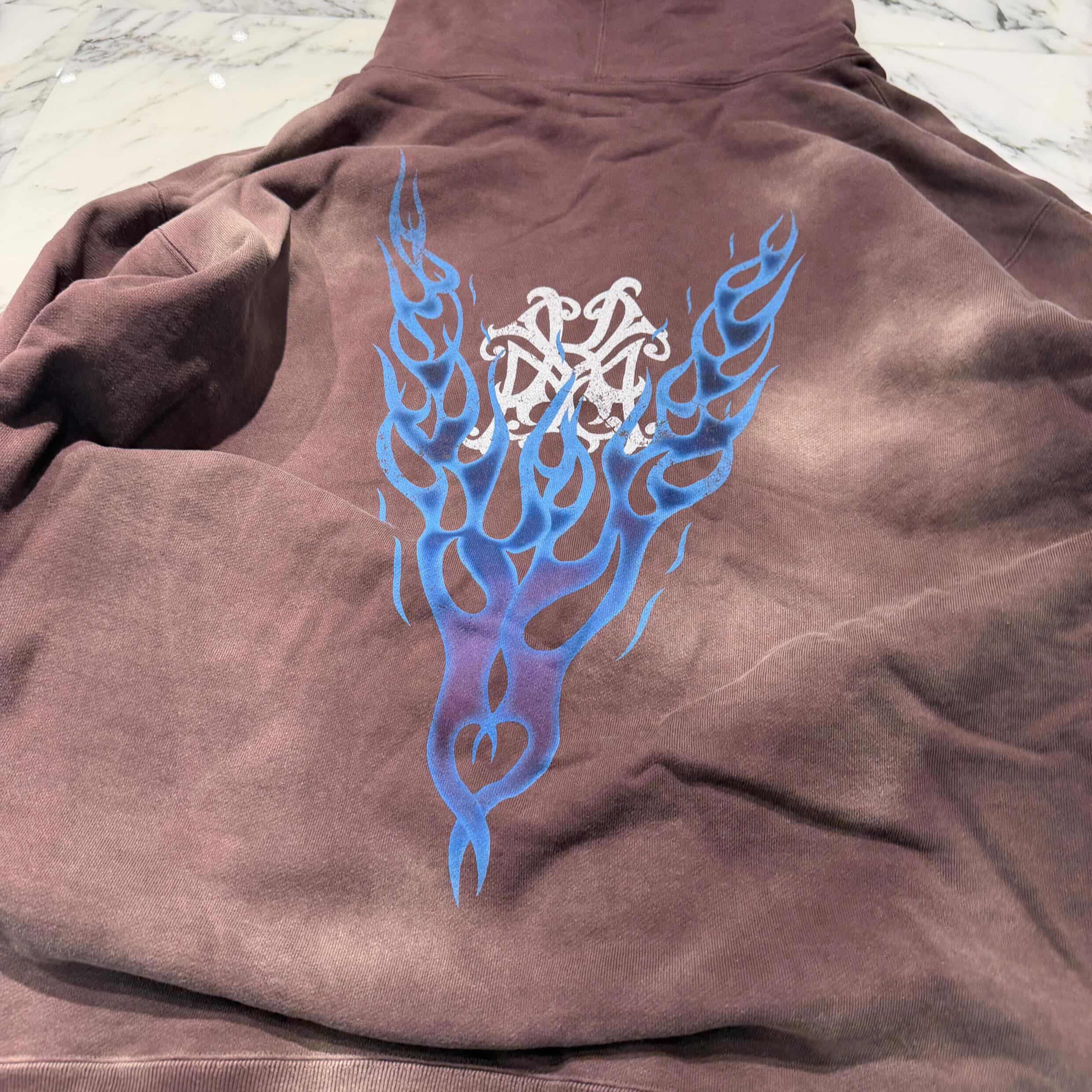 KAMIYA 2025SS "KMY FIRE" Distressed Zip Up Hoodie G14HD075 Size XL カミヤ "カミヤ ファイヤー" ダメージ加工 ジップアップ フーディ サイズXL