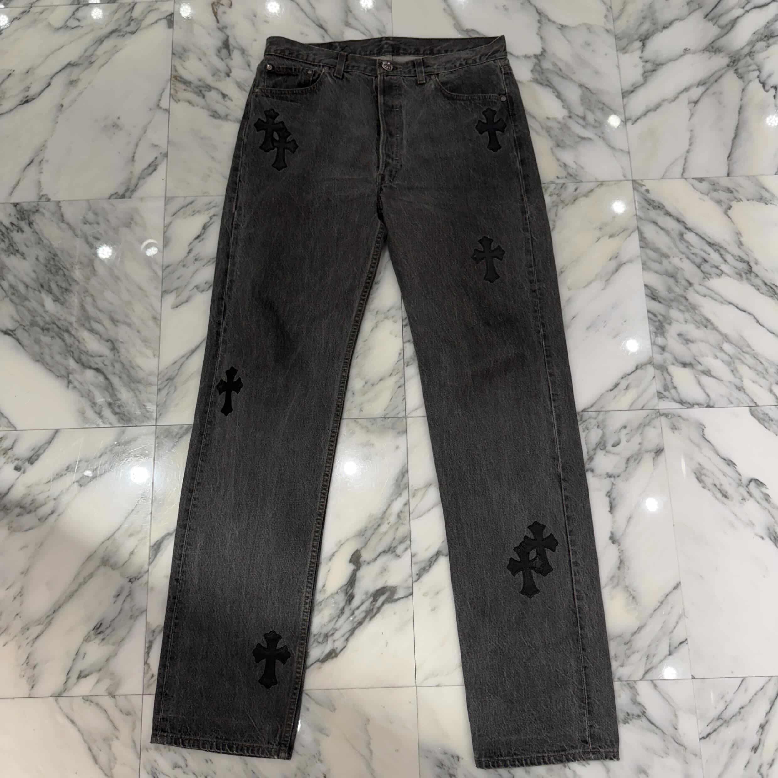 CHROME HEARTS × Levi's 501 VNTG Leather Cross Patch Jeans Size 33 クロムハーツ × リーバイス 501 ヴィンテージ レザークロスパッチ ジーンズ デニムパンツ サイズ33