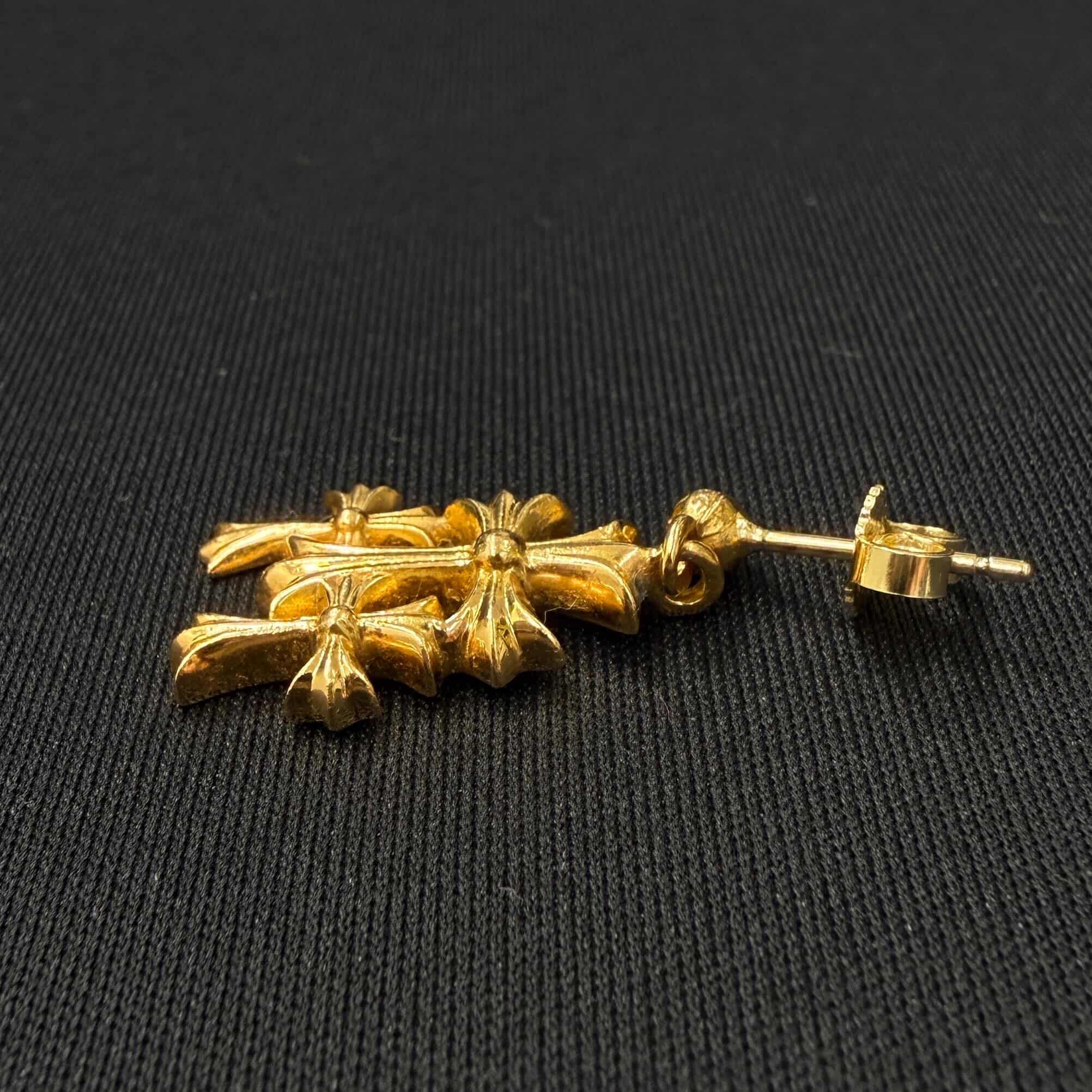 CHROME HEARTS 22K Triple Cross Earring クロムハーツ 22K トリプル