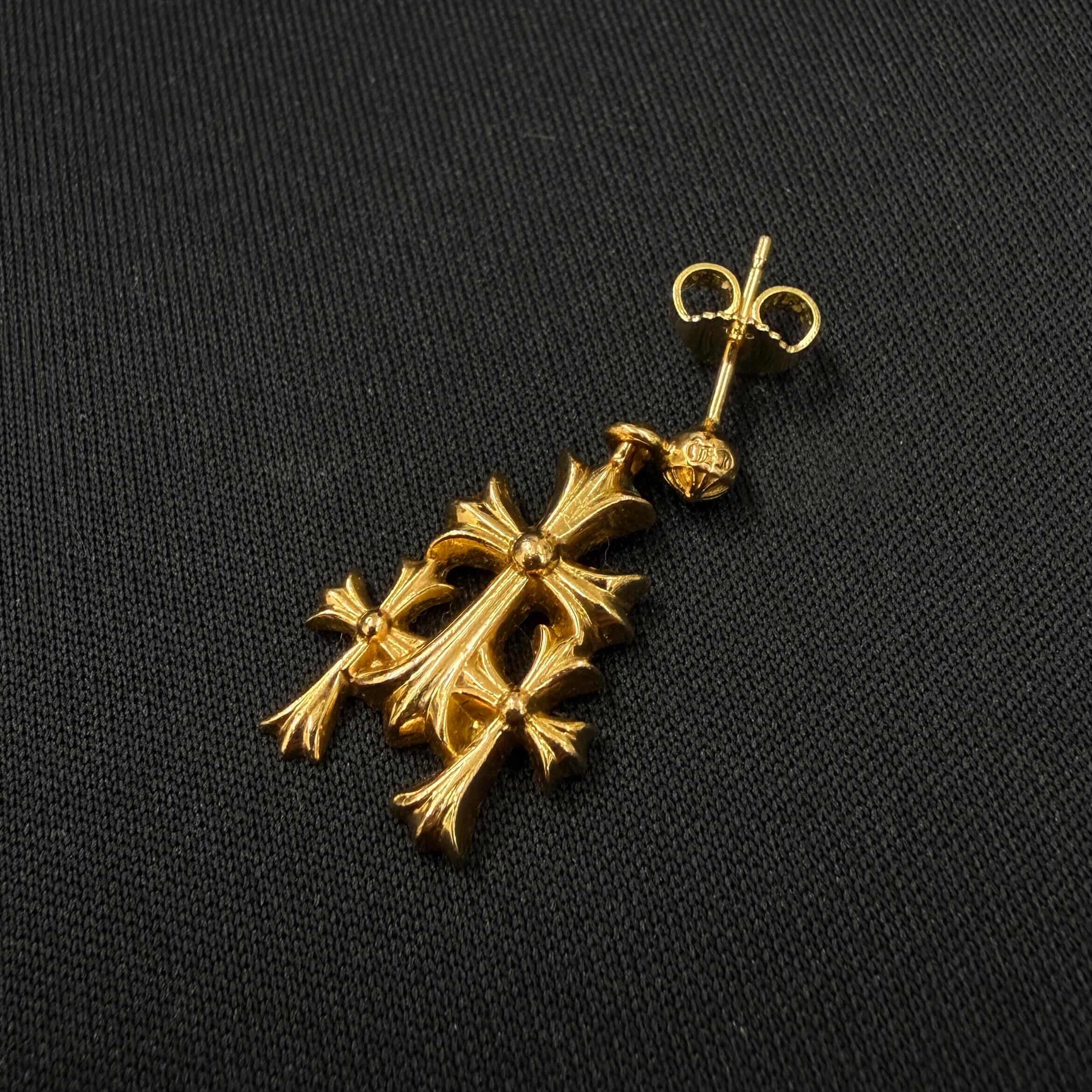 CHROME HEARTS クロムハーツ　22k クロス　ピアス CHROME HEARTS クロムハーツ ベビーファット クロス ピアス 22k パヴェ