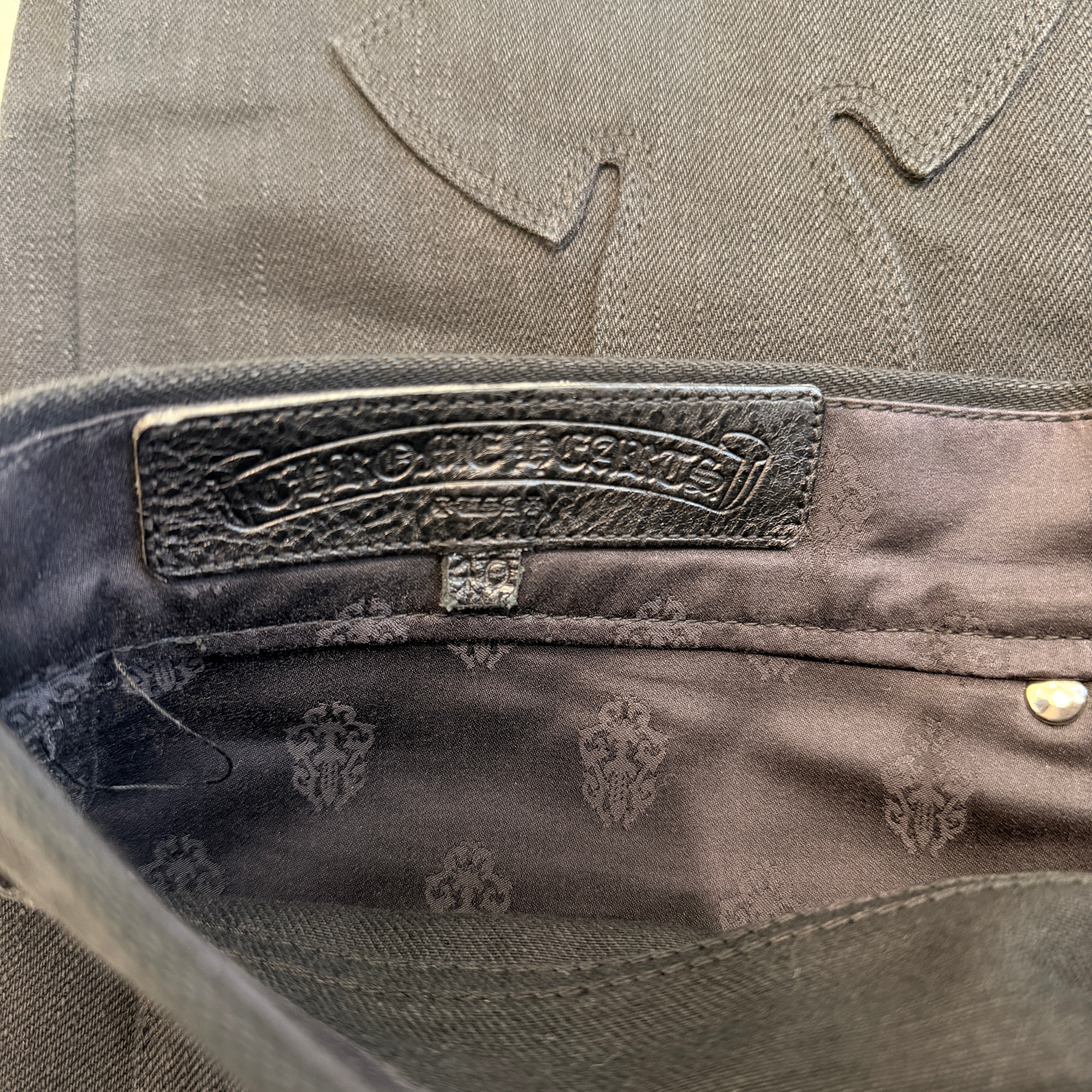 CHROME HEARTS Flare Knee Cross Ball Button Cotton Chino Pants Size 40 クロムハーツ フレアニー クロスボールボタン コットン チノパンツ サイズ40