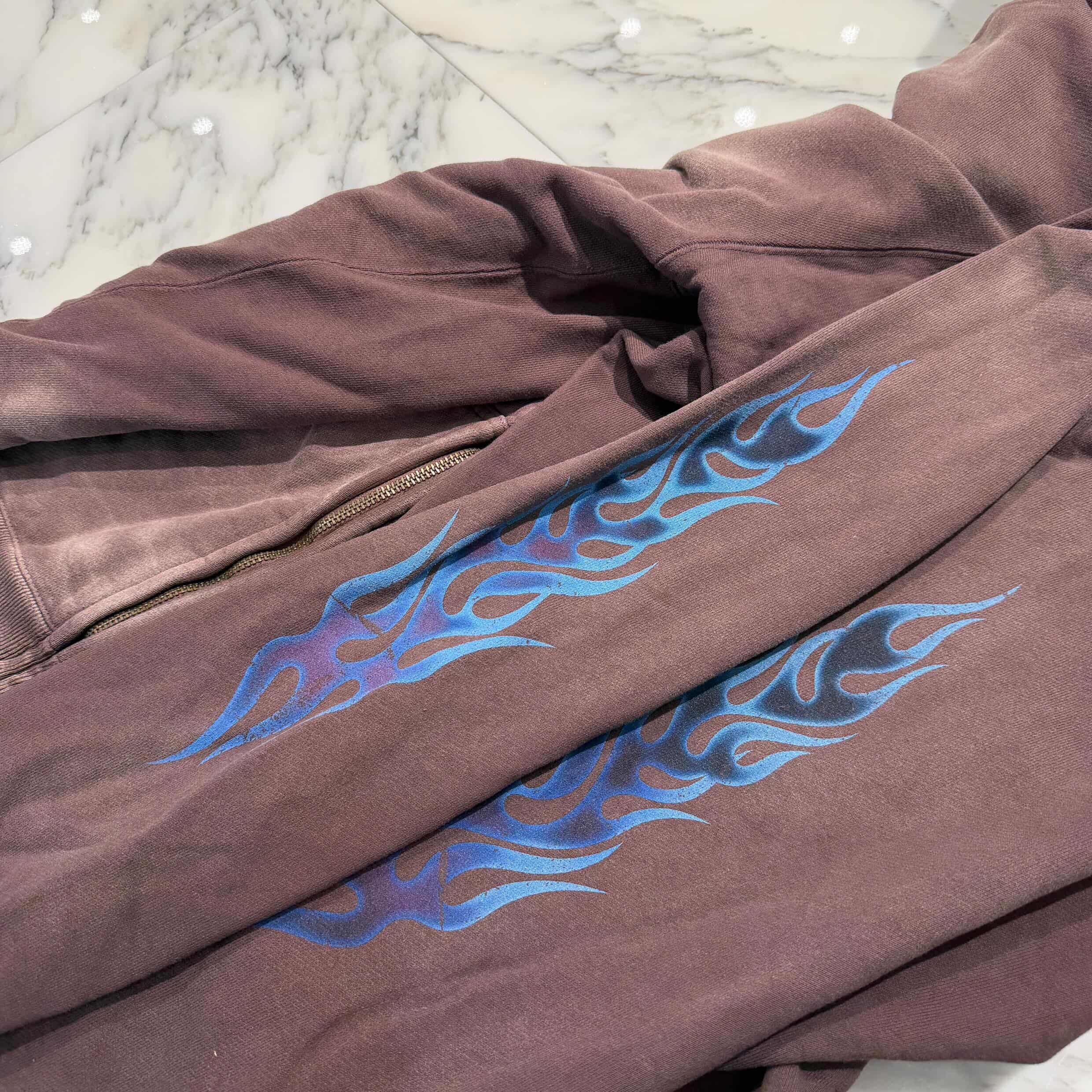 KAMIYA 2025SS "KMY FIRE" Distressed Zip Up Hoodie G14HD075 Size XL カミヤ "カミヤ ファイヤー" ダメージ加工 ジップアップ フーディ サイズXL