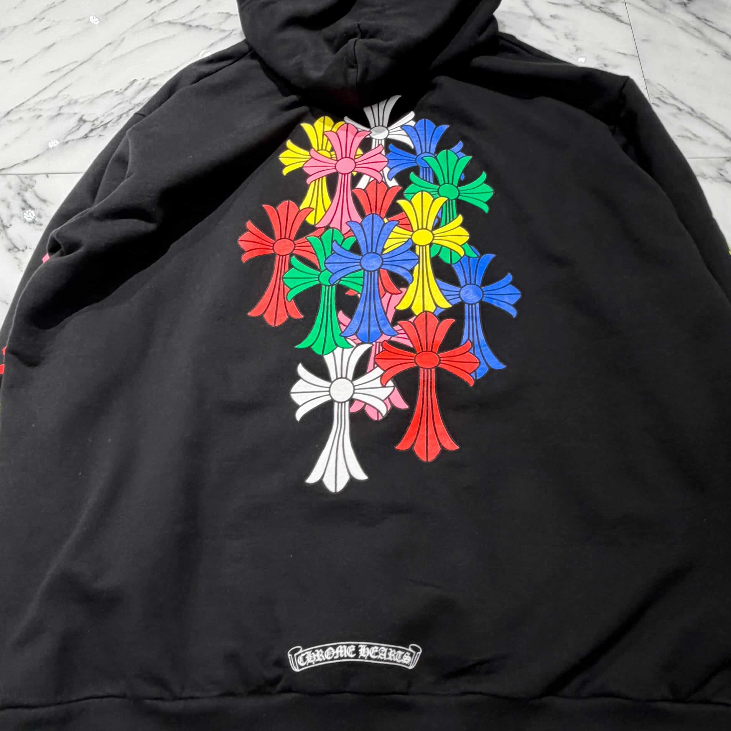 CHROME HEARTS 2021SS MLTCOL CEM CRS Pullover Hoodie Size L クロムハーツ マルチカラー セメタリークロス プルオーバー フーディ サイズL