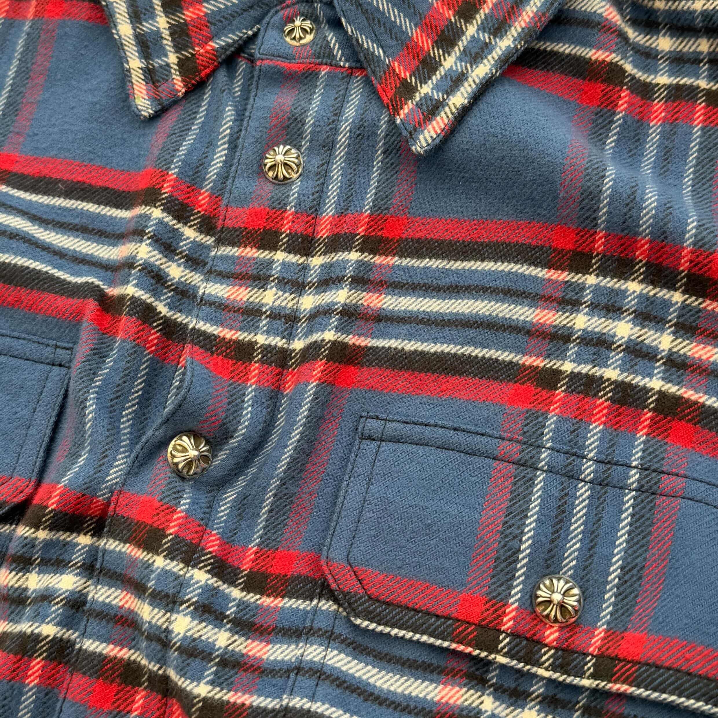 CHROME HEARTS Y NOT Cross Ball Button Check Shirt Size S クロム