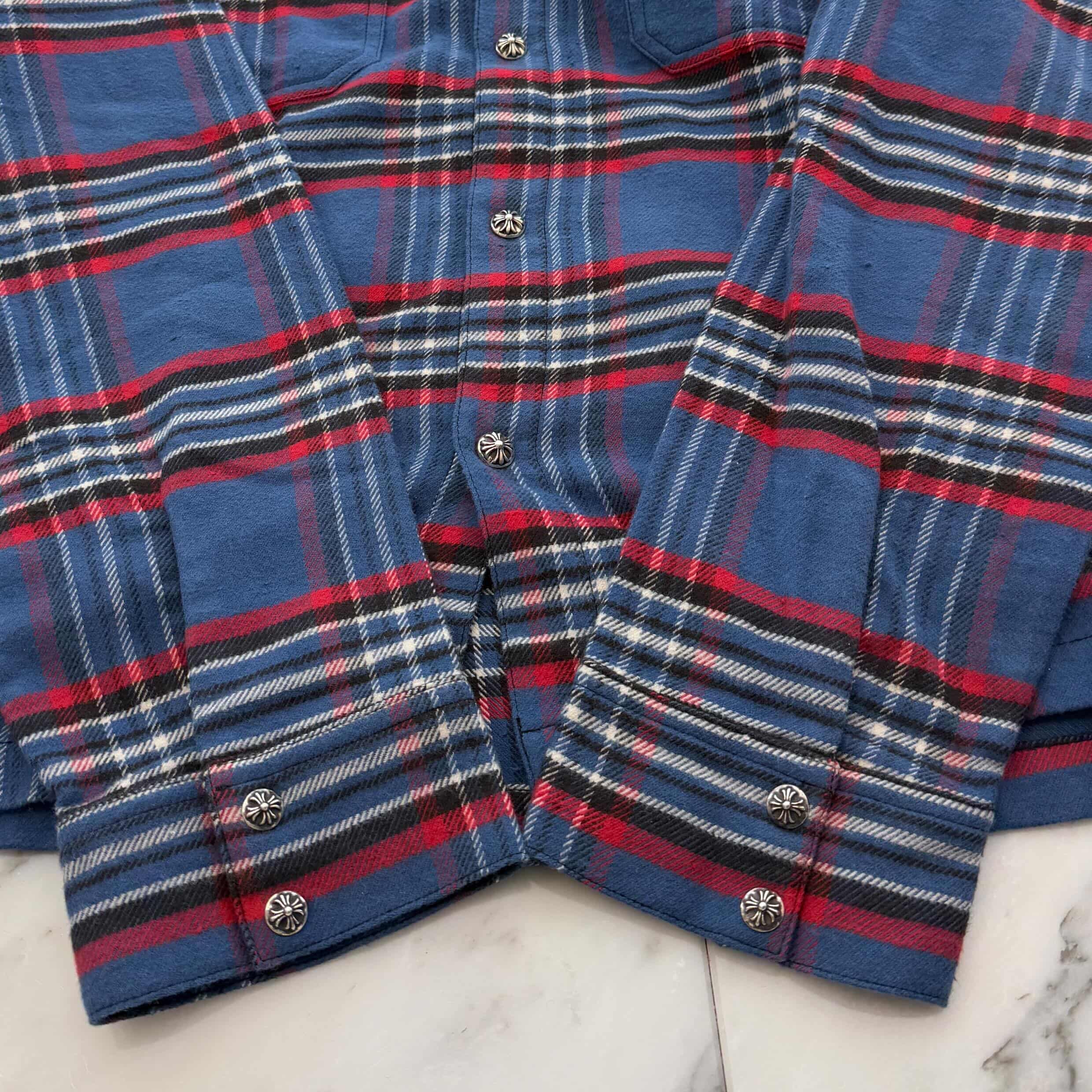 CHROME HEARTS Y NOT Cross Ball Button Check Shirt Size S クロムハーツ ワイノット クロスボールボタン チェックシャツ サイズS