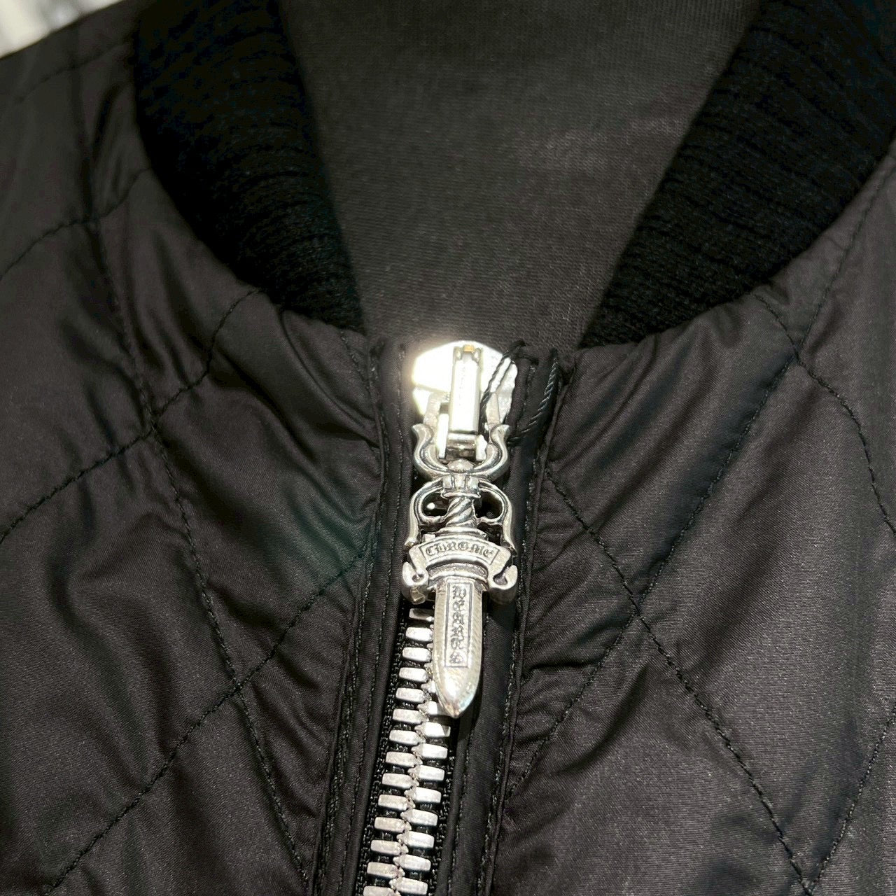 CHROME HEARTS Papa Leather Cross Patch Quilting Vest Size M クロムハーツ パパ レザークロスパッチ ベスト サイズM