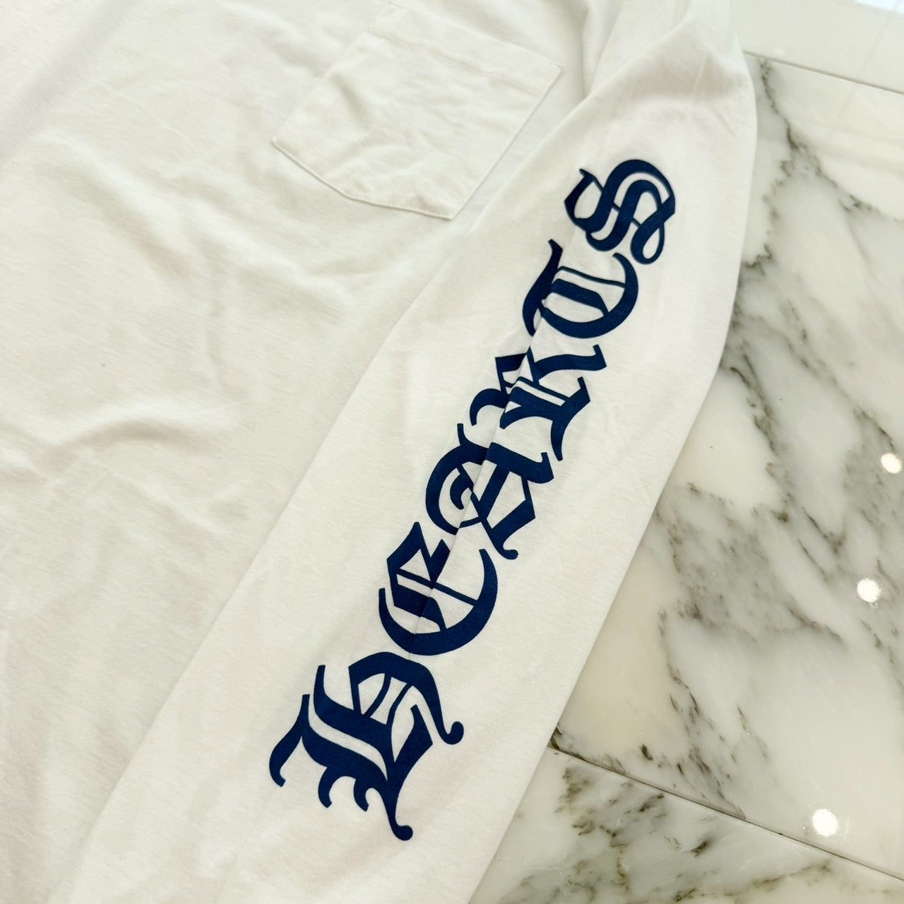 CHROME HEARTS 2025SS Old English Neck Logo Neon Blue Long Sleeve Tee Size XL クロムハーツ オールドイングリッシュ ネックロゴ ネオンブルー ロングスリーブ Tシャツ サイズXL