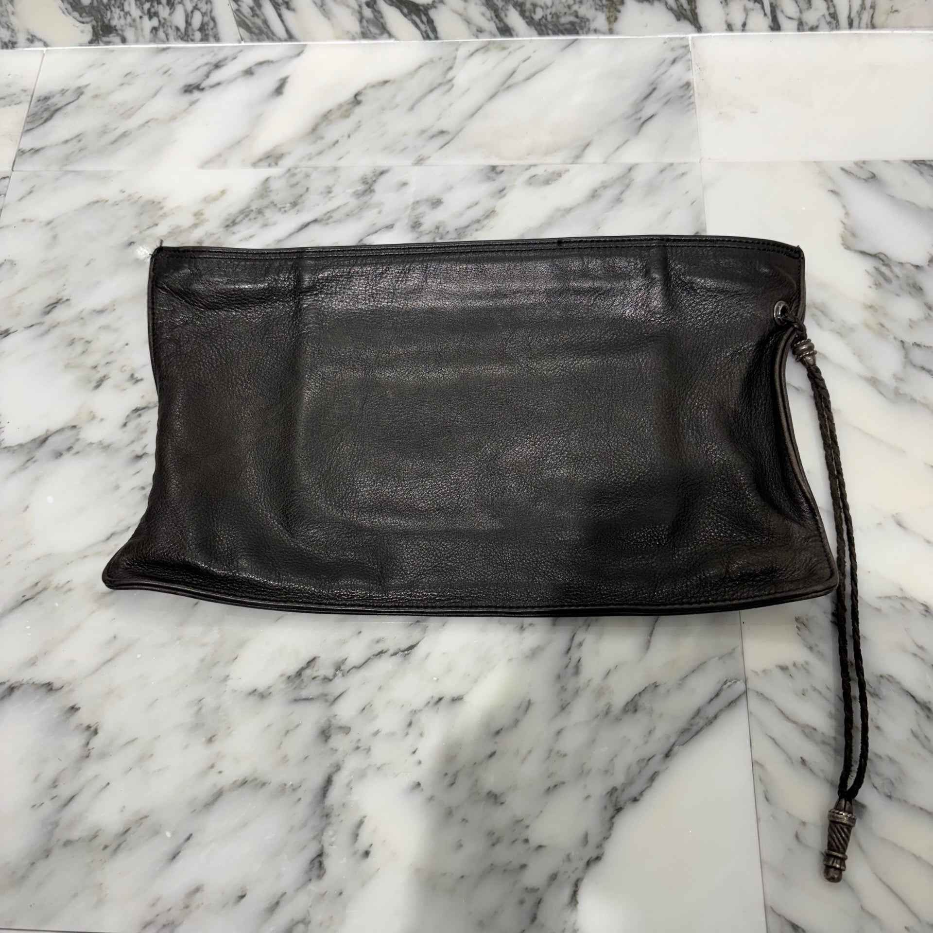CHROME HEARTS Flat Pouch Leather Clutch Bag クロムハーツ フラットポーチ レザー クラッチバッグ