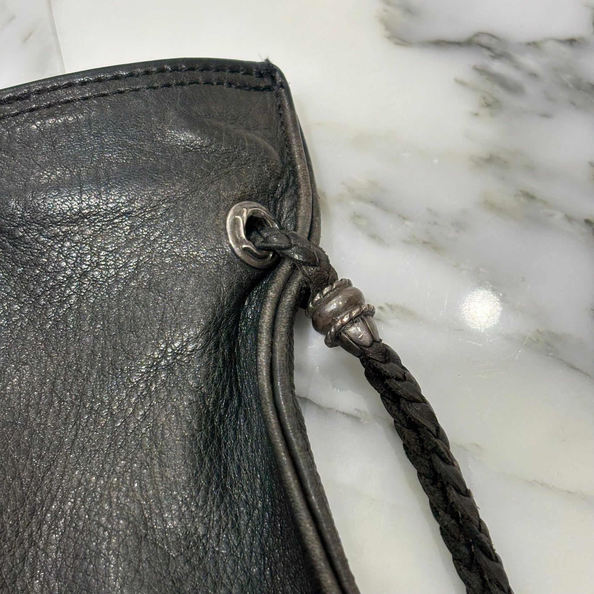 CHROME HEARTS Flat Pouch Leather Clutch Bag クロムハーツ フラット