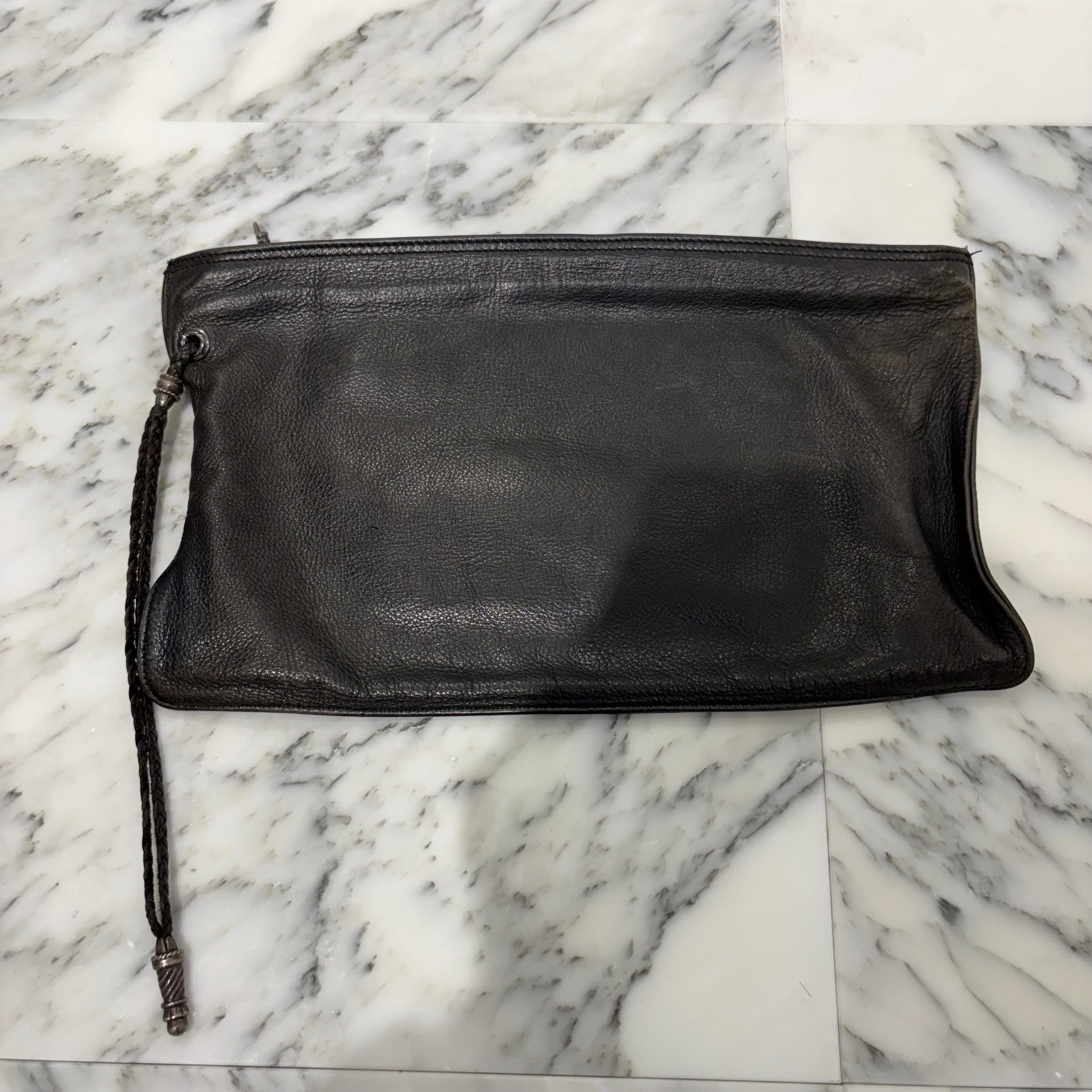 CHROME HEARTS Flat Pouch Leather Clutch Bag クロムハーツ フラットポーチ レザー クラッチバッグ