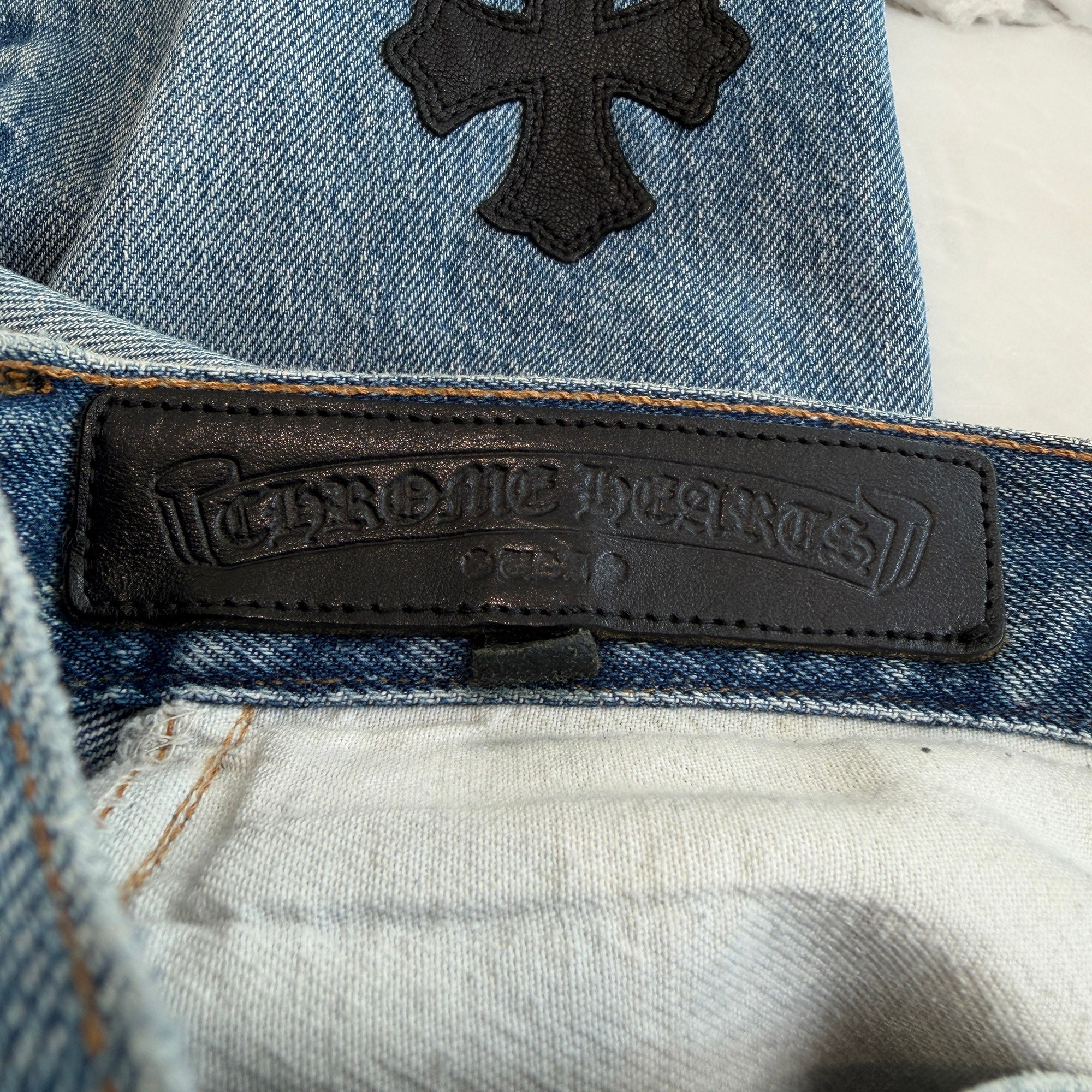 CHROME HEARTS × Levi's 501 VNTG Leather Cross Patch Denim Pants Size 33 クロムハーツ × リーバイス 501 ヴィンテージ レザークロスパッチ デニムパンツ サイズ33