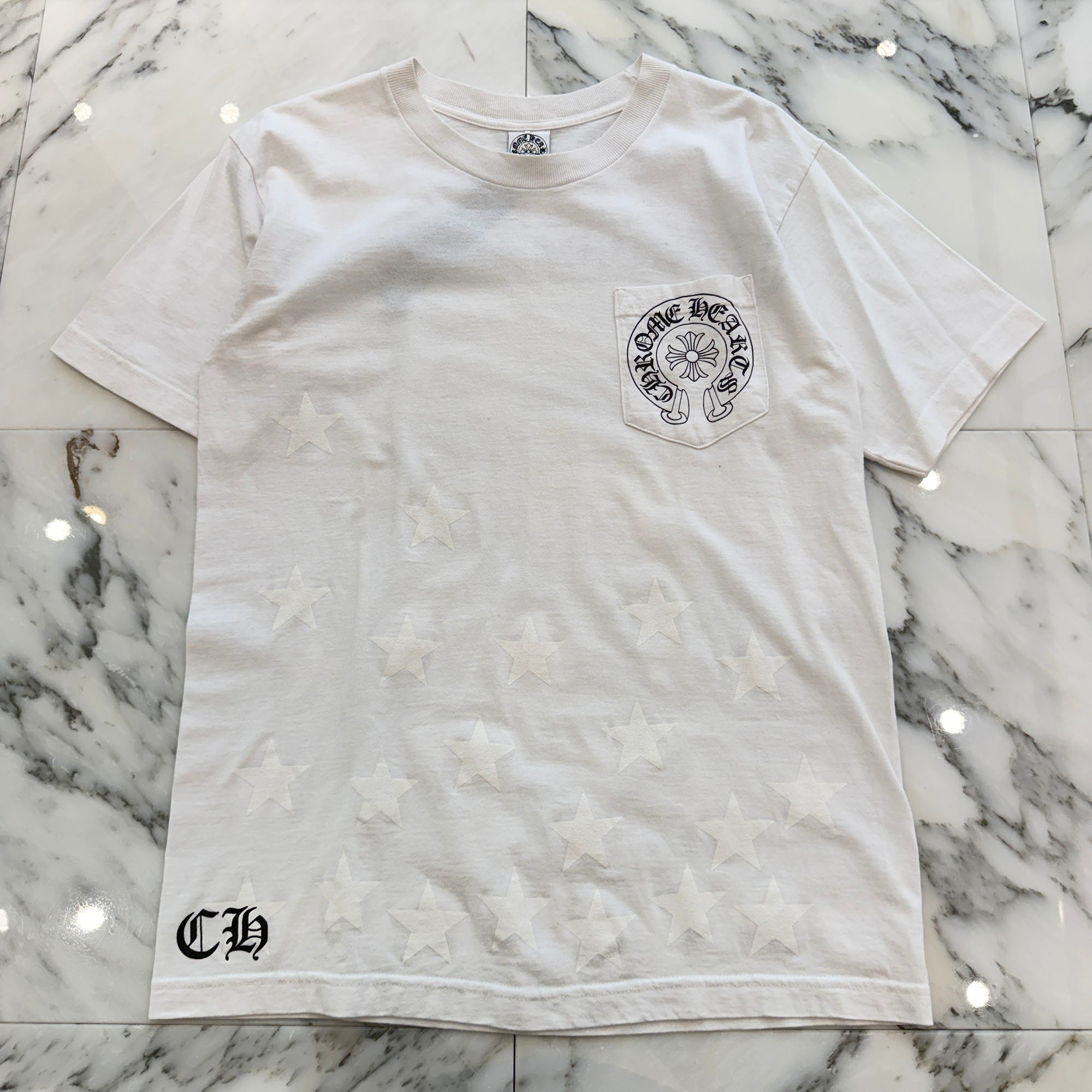 CHROME HEARTS Back Scroll Horseshoe Star Print Tee Size M クロムハーツ バックスクロール ホースシュー スタープリントTシャツ サイズM