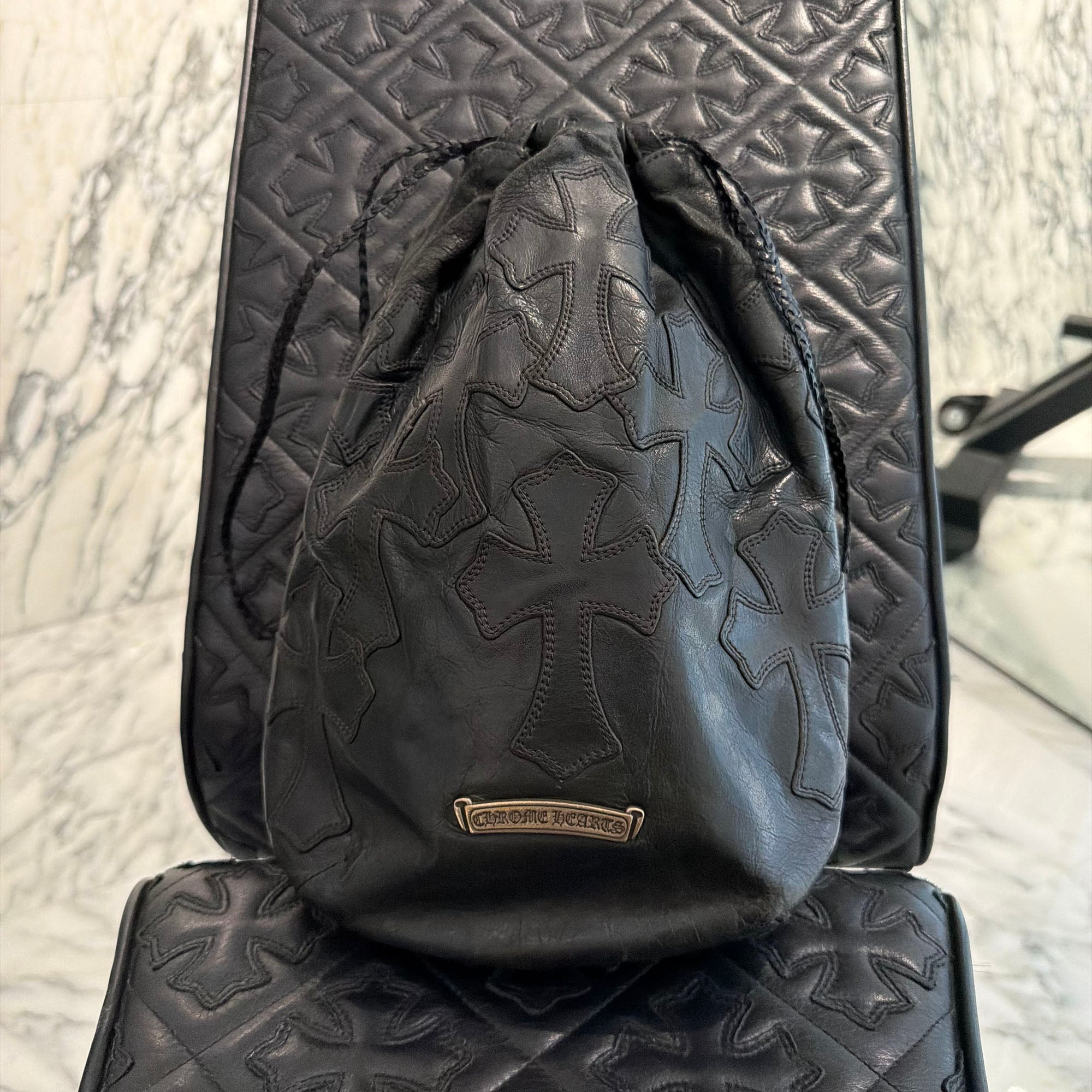 CHROME HEARTS CROSS PATCH DRW STRNG SACK クロムハーツ クロスパッチ ドローストリング 巾着