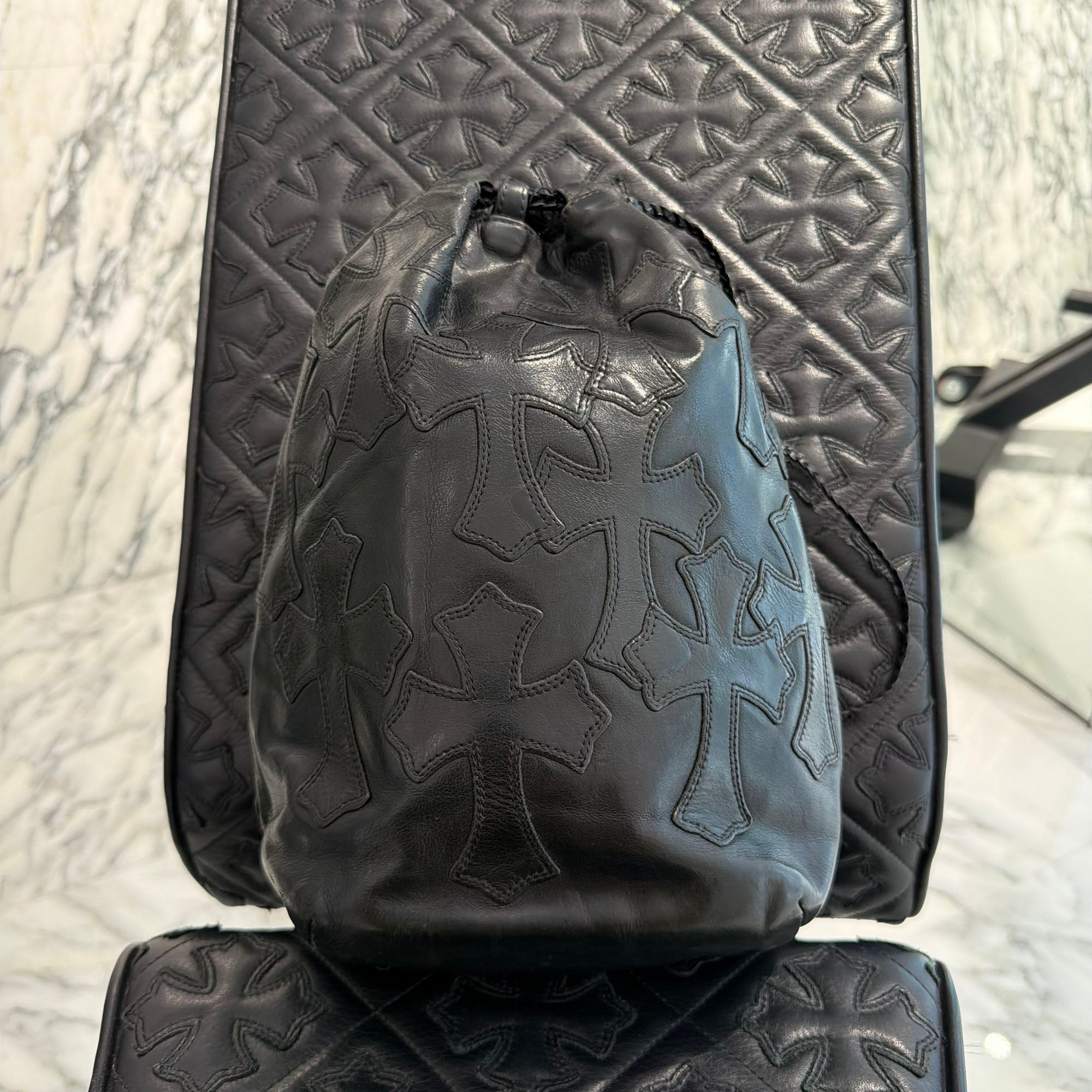 CHROME HEARTS CROSS PATCH DRW STRNG SACK クロムハーツ クロスパッチ ドローストリング 巾着