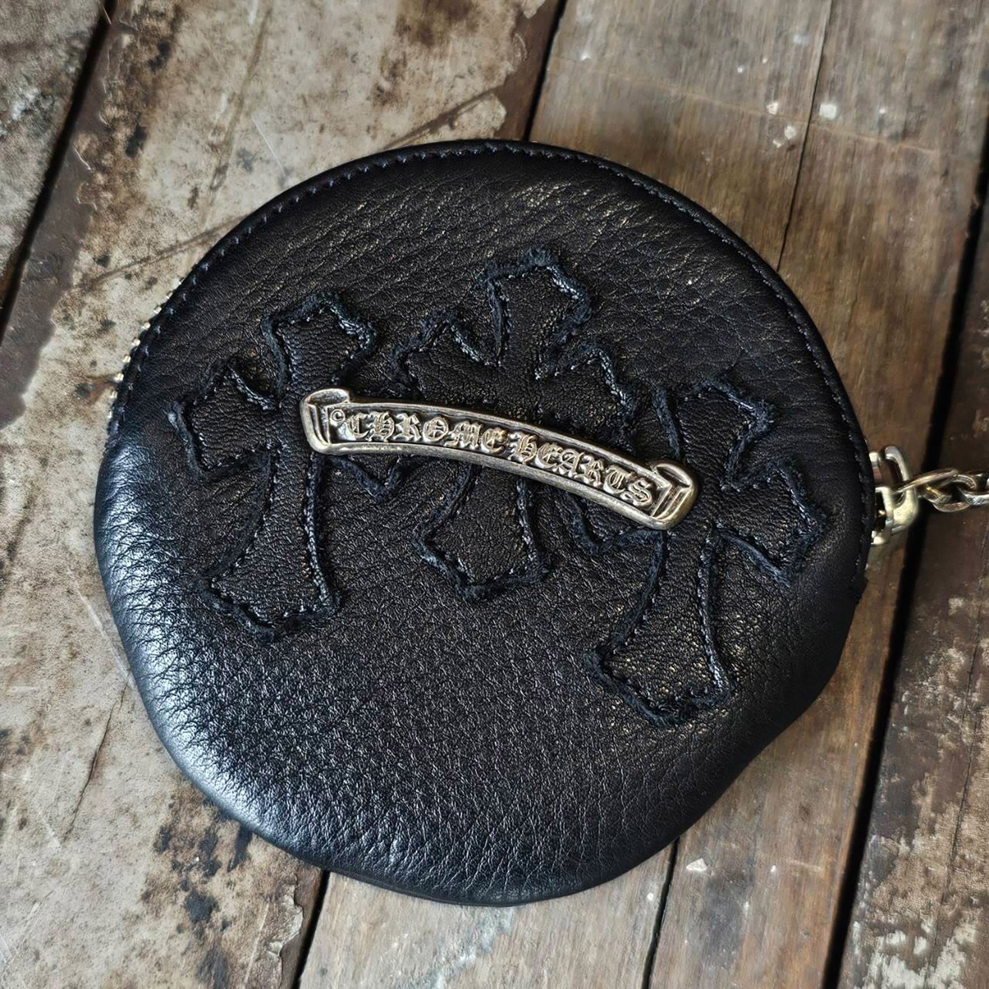 CHROME HEARTS 1 CLIP Paper Chain Triple Cross Leather Patch Coin Case クロムハーツ 1クリップ ペーパーチェーン トリプルクロス レザーパッチ コインケース