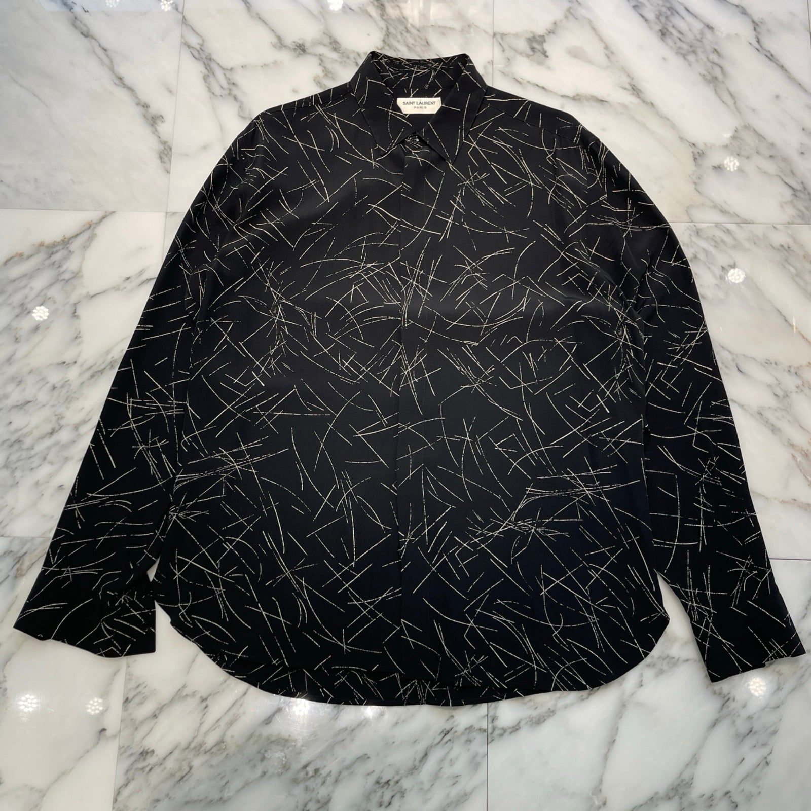 SAINT LAURENT PARIS 2021SS Silk Shirt 646850Y2D04 Size 39 サンローランパリ 総柄 シルクシャツ サイズ39