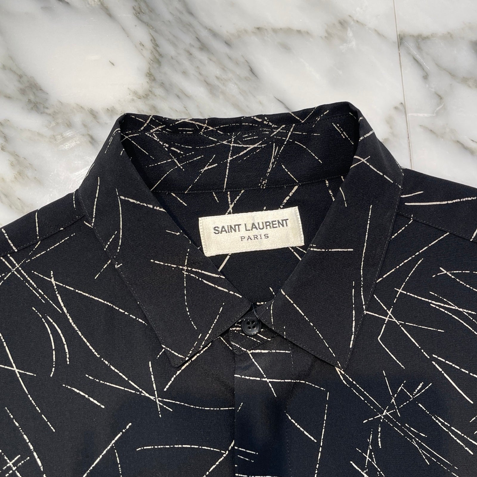 SAINT LAURENT PARIS 2021SS Silk Shirt 646850Y2D04 Size 39 サンローランパリ 総柄 シルクシャツ サイズ39