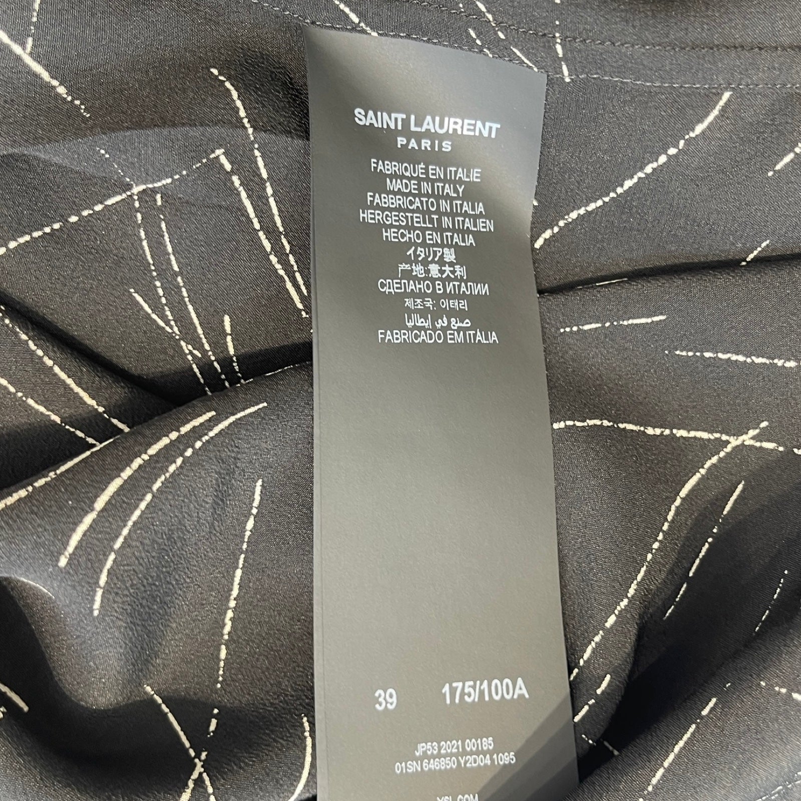 SAINT LAURENT PARIS 2021SS Silk Shirt 646850Y2D04 Size 39 サンローランパリ 総柄 シルクシャツ サイズ39