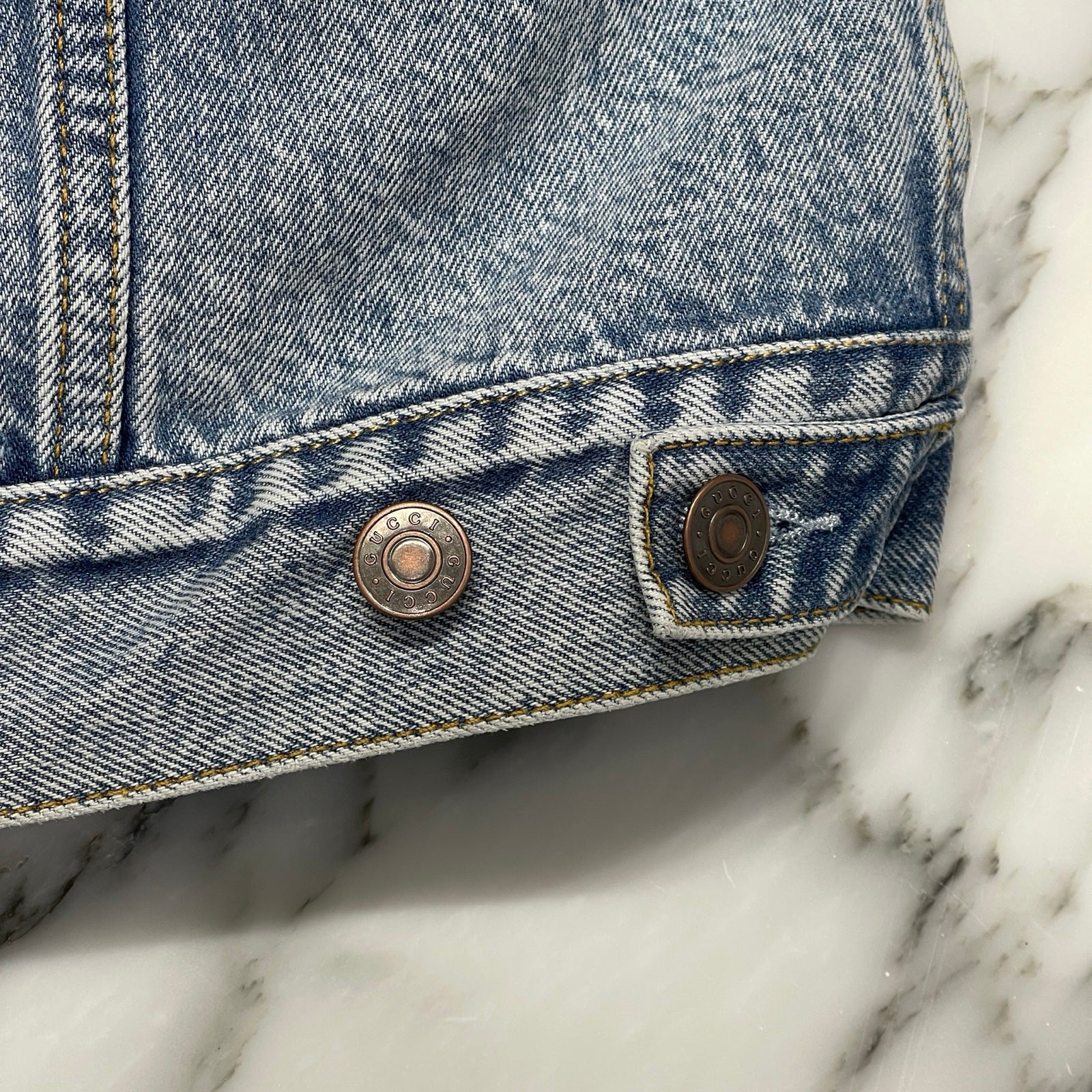 GUCCI 2022SS Denim Hooded Vest With Hollywood Babylon 697042 XDB0U Size 48