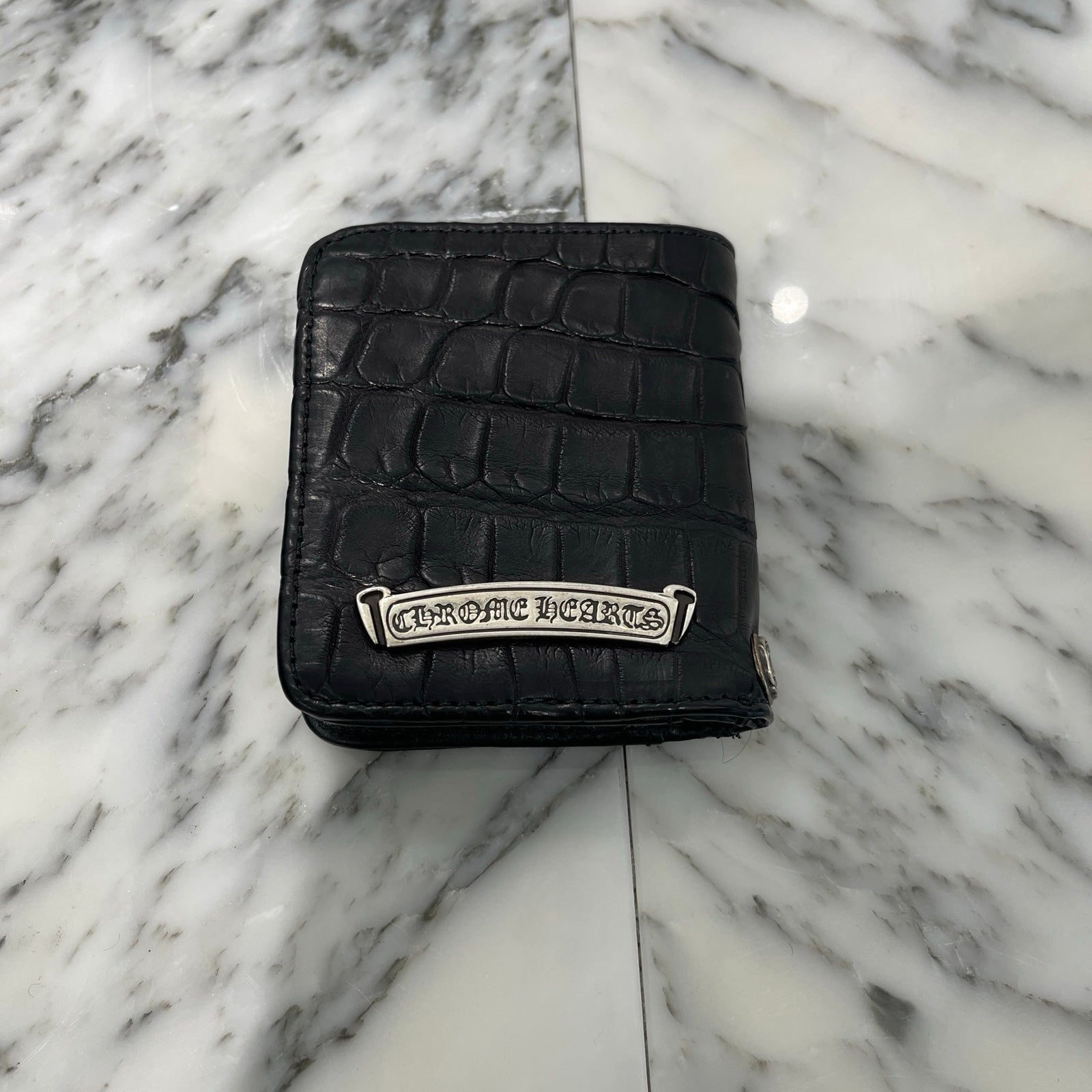 CHROME HEARTS DR DIGIACOMO Alligator Leather Cross Patch Compact Wallet クロムハーツ ディジャコモ アリゲーターレザー クロスパッチ コンパクトウォレット
