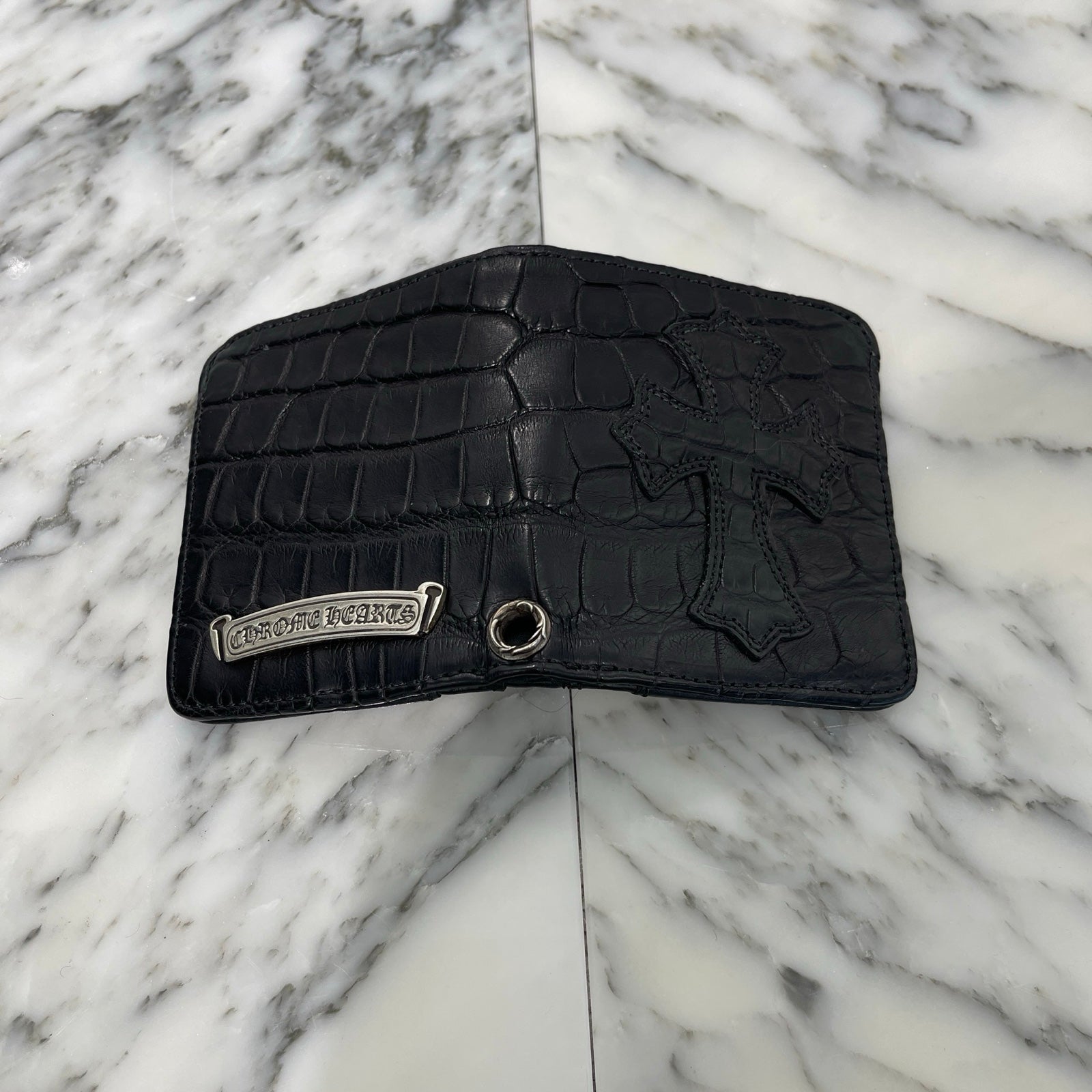 CHROME HEARTS DR DIGIACOMO Alligator Leather Cross Patch Compact Wallet クロムハーツ ディジャコモ アリゲーターレザー クロスパッチ コンパクトウォレット