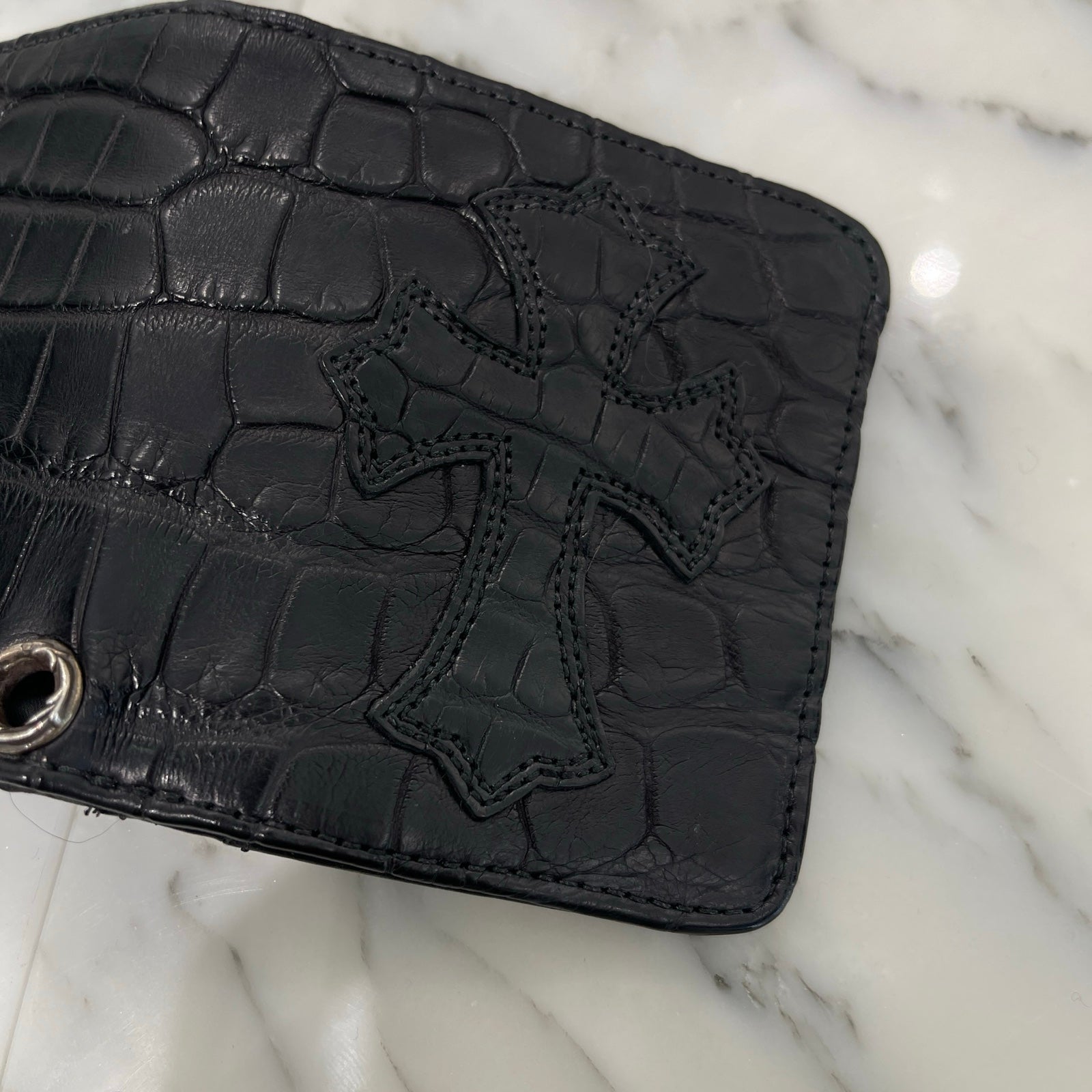 CHROME HEARTS DR DIGIACOMO Alligator Leather Cross Patch Compact Wallet クロムハーツ ディジャコモ アリゲーターレザー クロスパッチ コンパクトウォレット