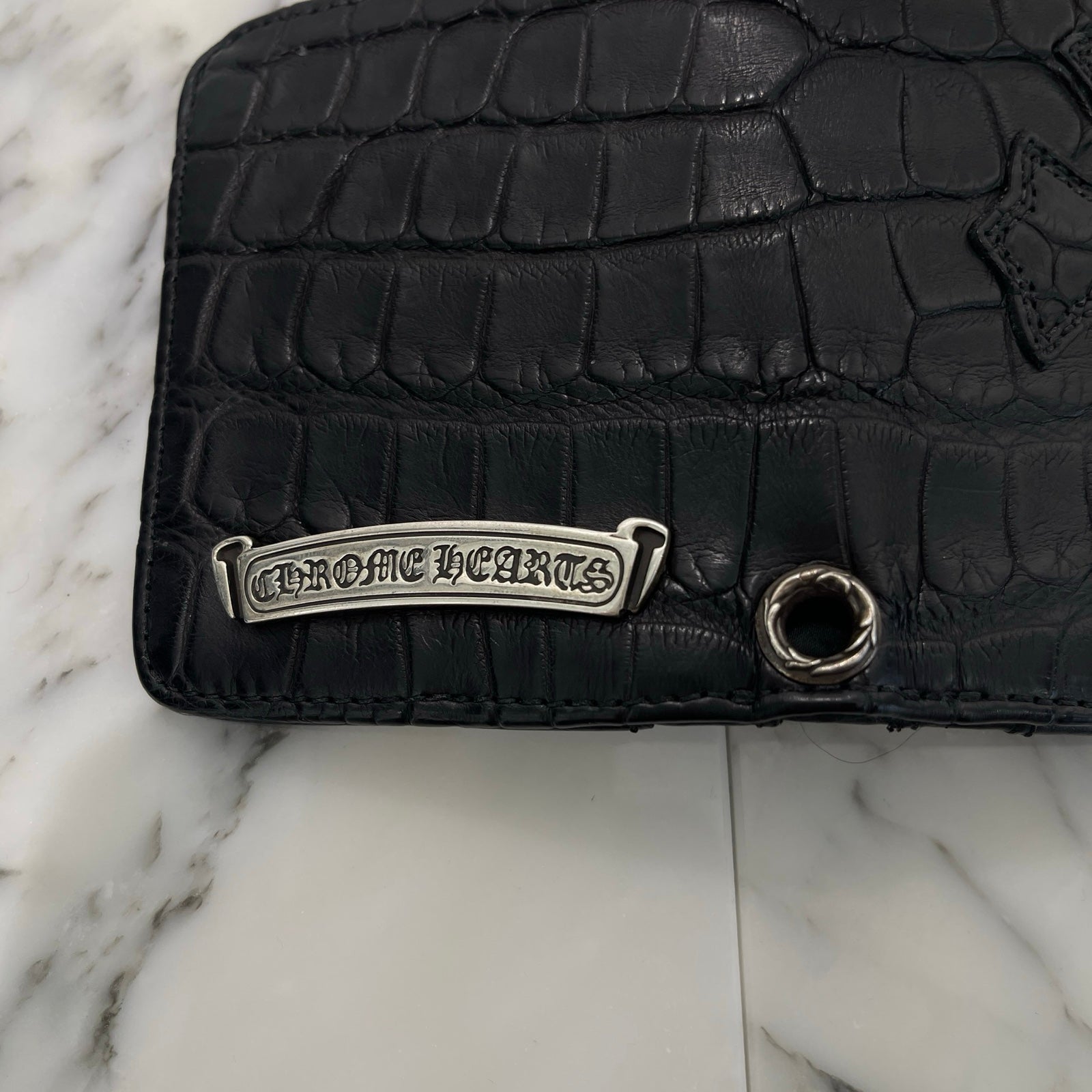 CHROME HEARTS DR DIGIACOMO Alligator Leather Cross Patch Compact Wallet クロムハーツ ディジャコモ アリゲーターレザー クロスパッチ コンパクトウォレット